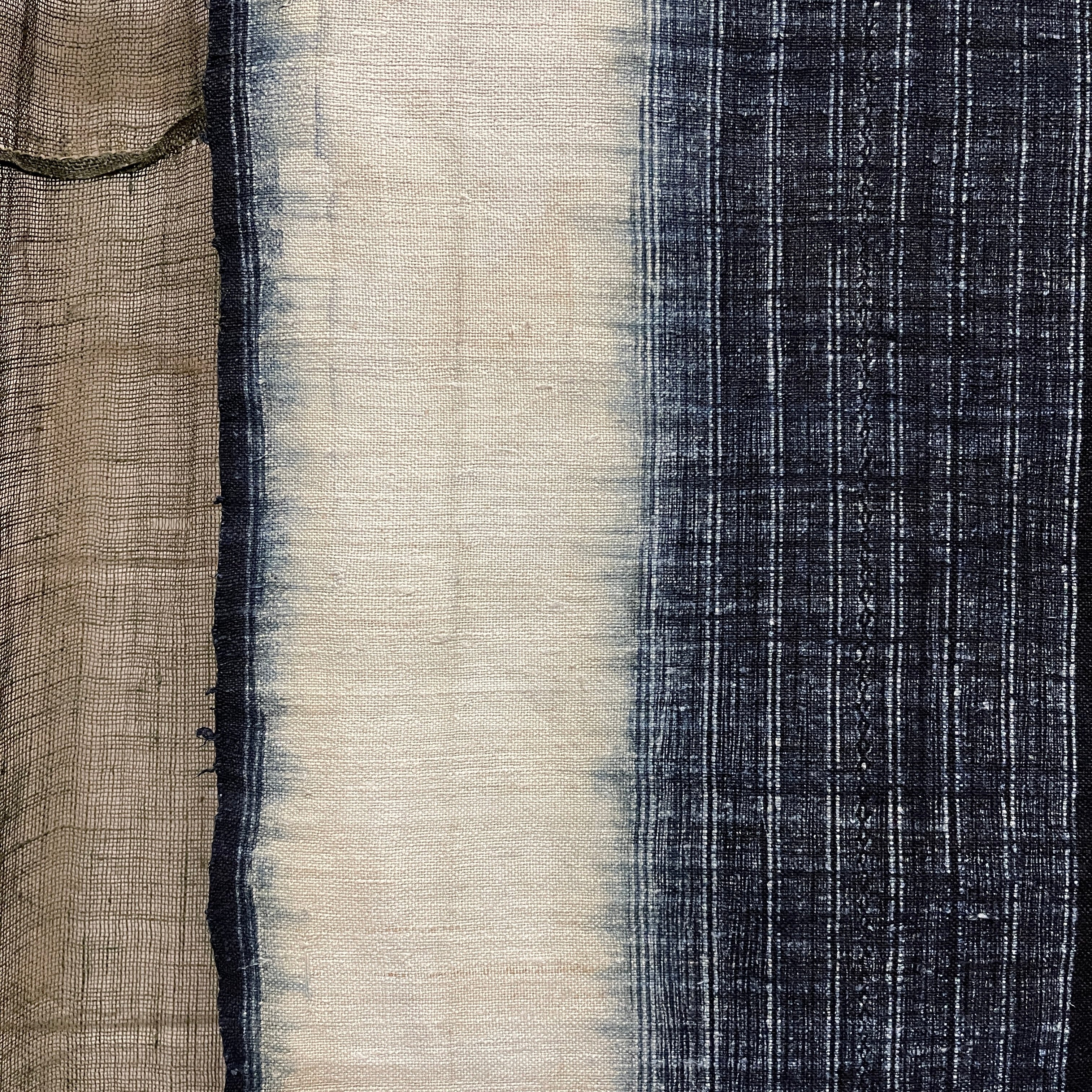 Vintage Indigo Cotton Noren , Panelled Curtain