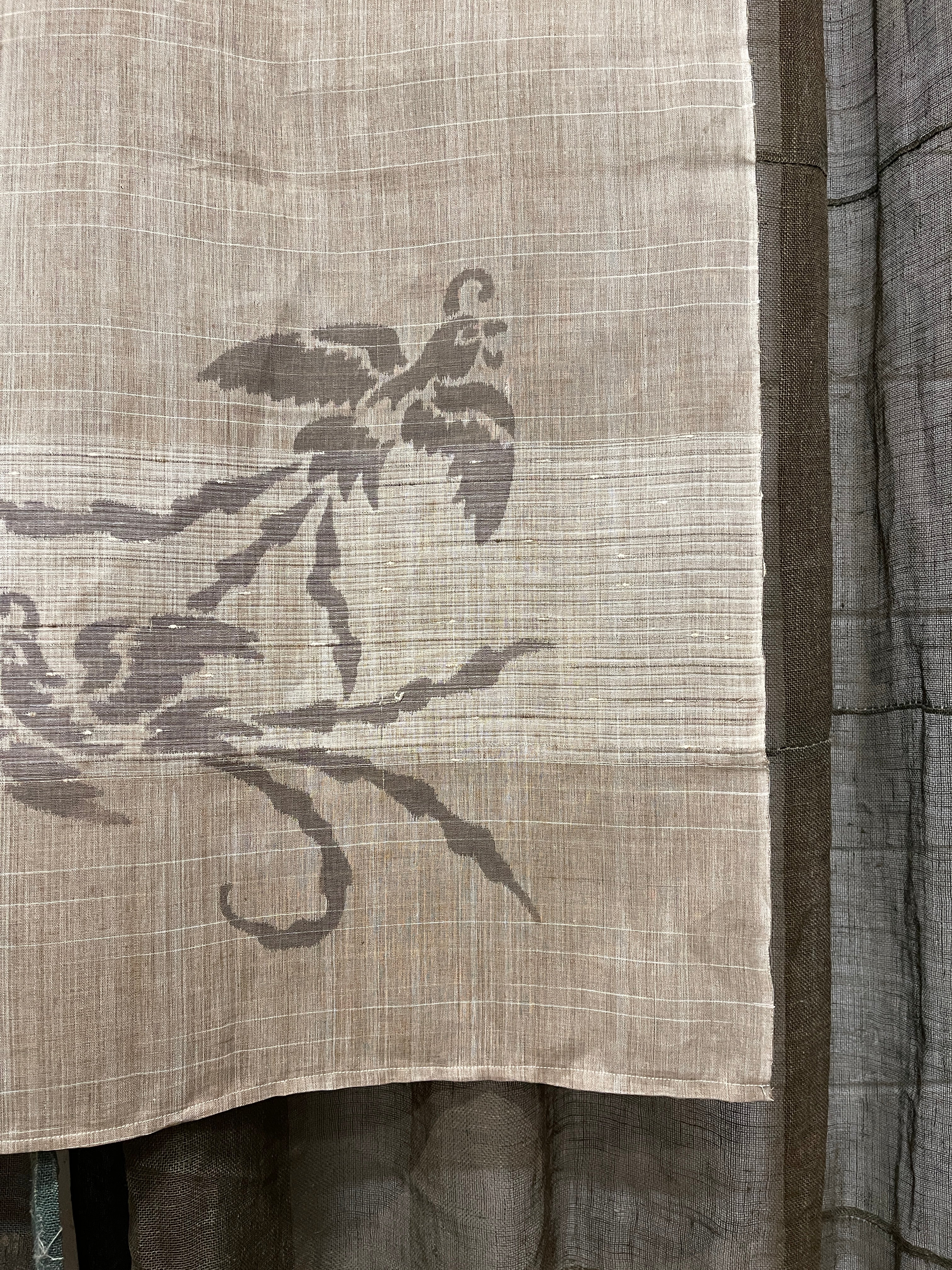 Vintage Japanese Noren - Hemp | Bird & Floral Motif