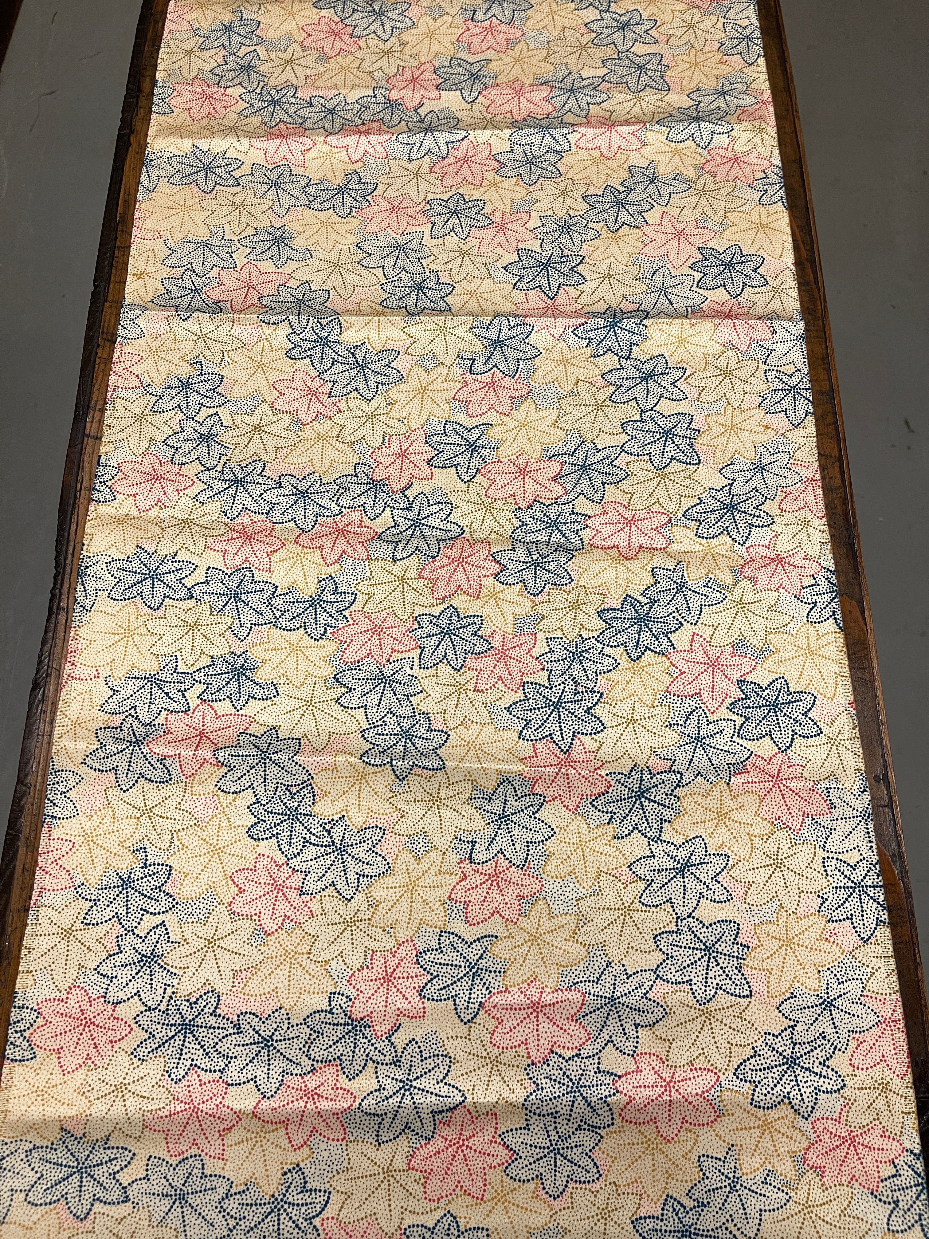 Japanese Silk Fabric Pastel Maple Leaves