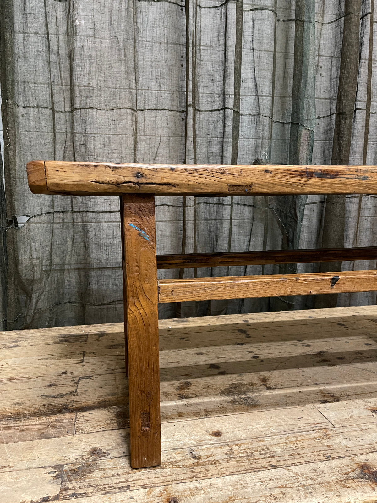 Vintage Chinese Bench, Recycled Elm