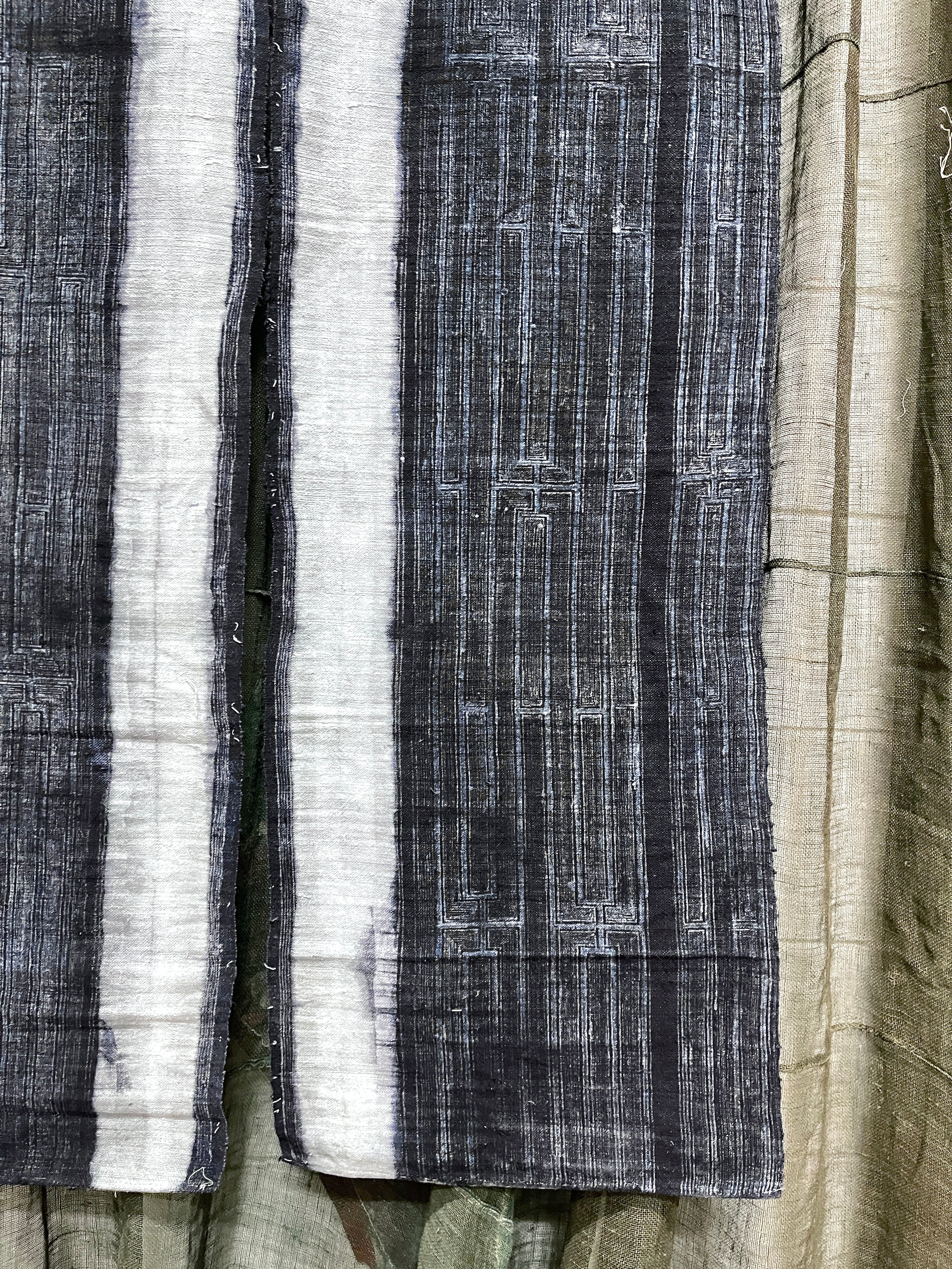 Antique Chinese Cotton, Panelled Curtain