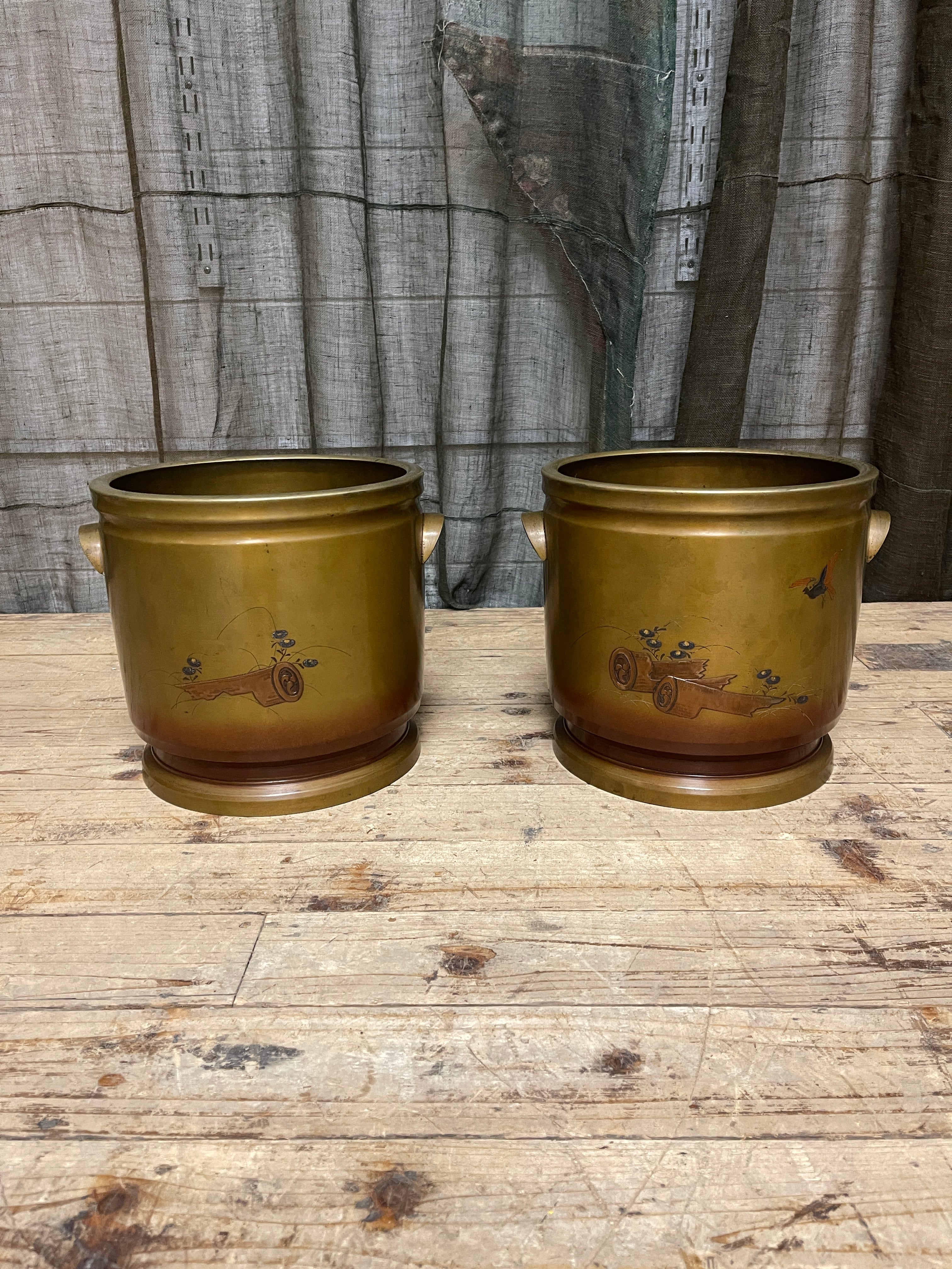 Pair Of Vintage Japanese Bronze Hibachi Brazier | 1920's