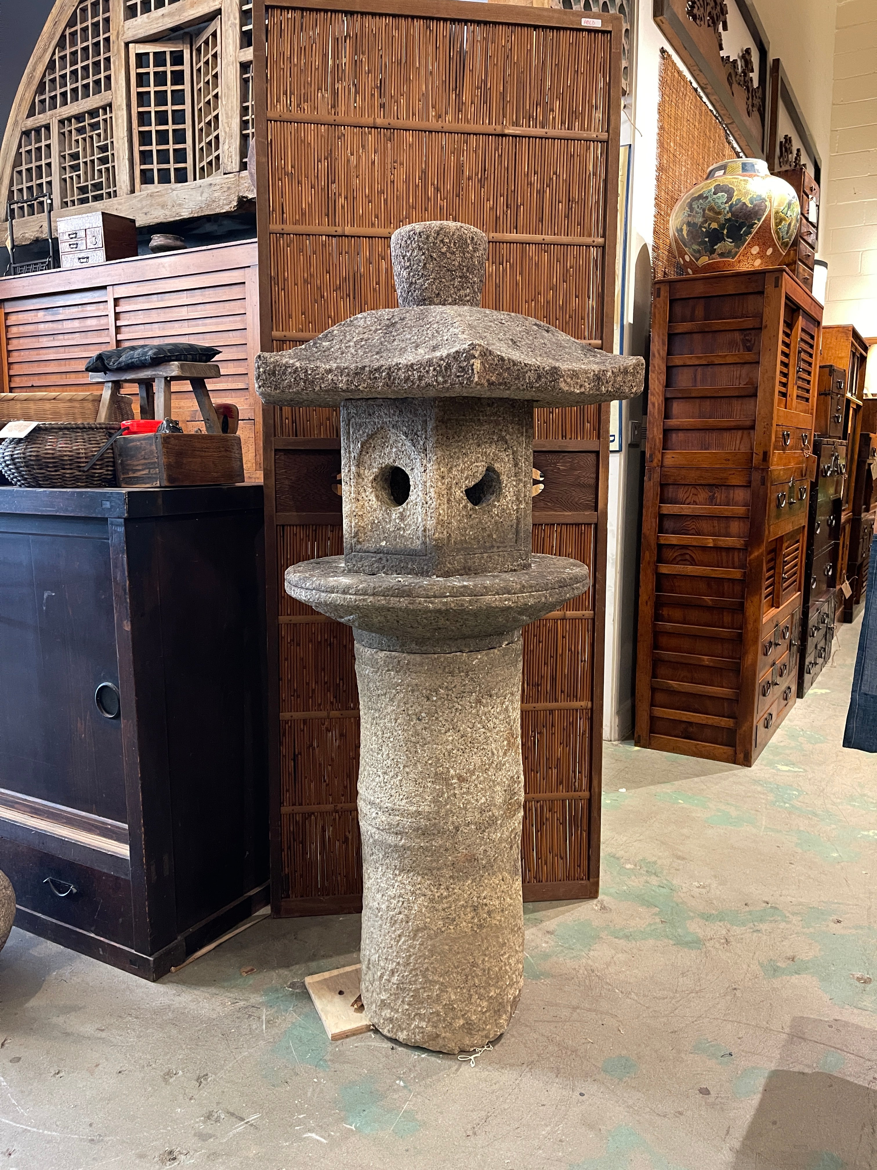 Large Antique Japanese Ishi Doro, Garden Lantern - Granite | Meiji