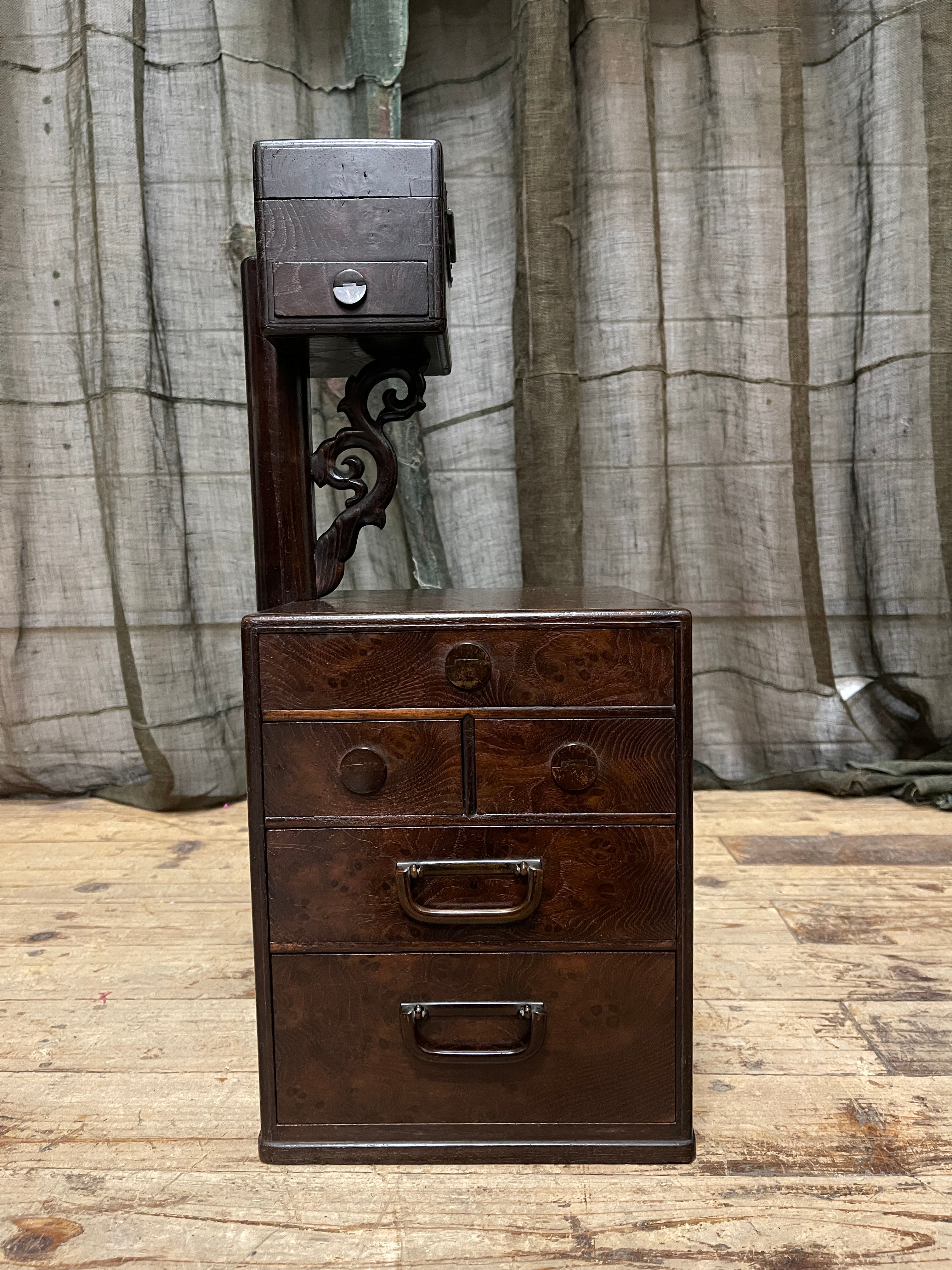 Vintage Japanese Sewing Box, Hari Bako - Elm | 1920's