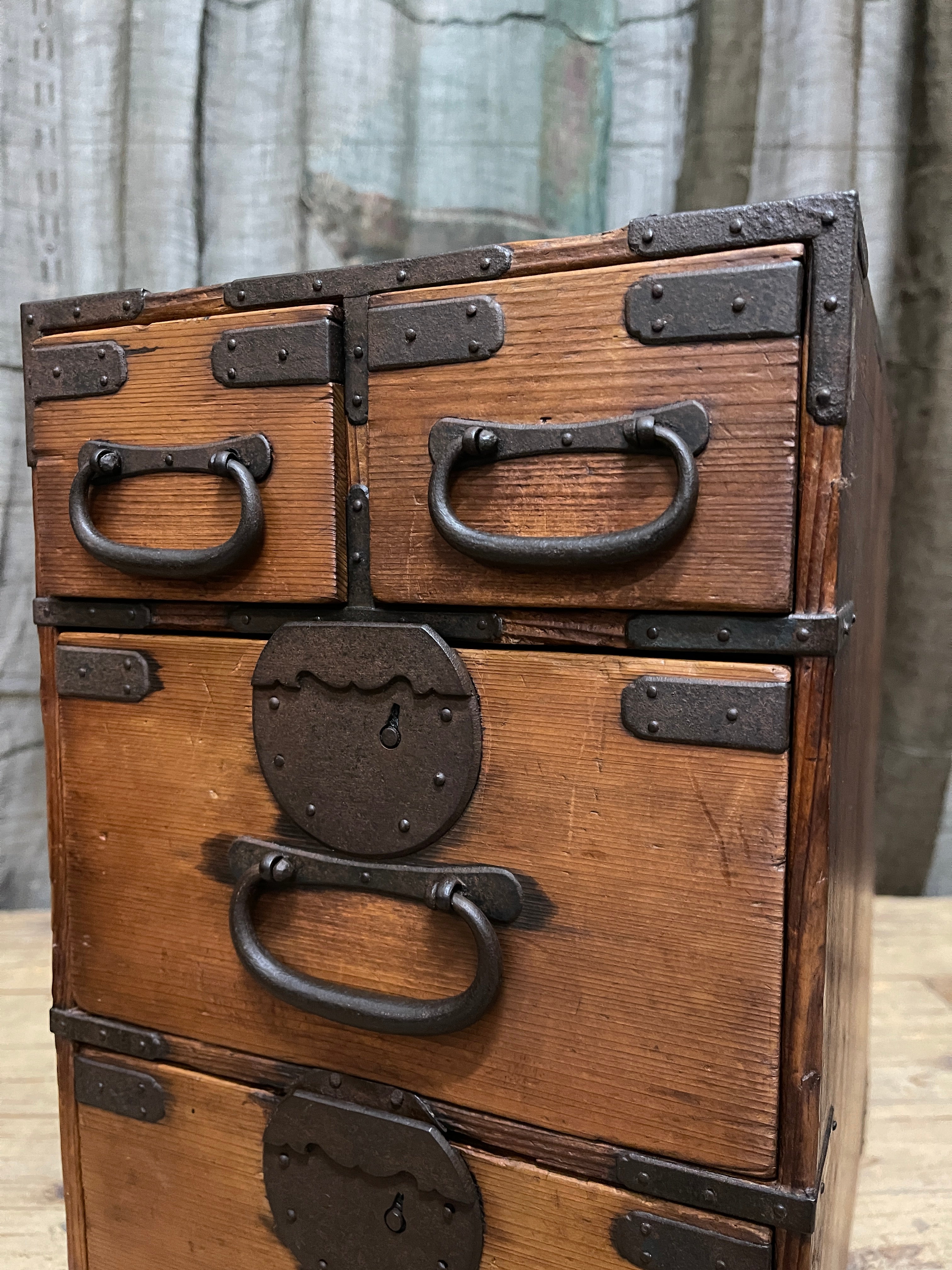 Japanese Four-Drawer Document Box - Cypress