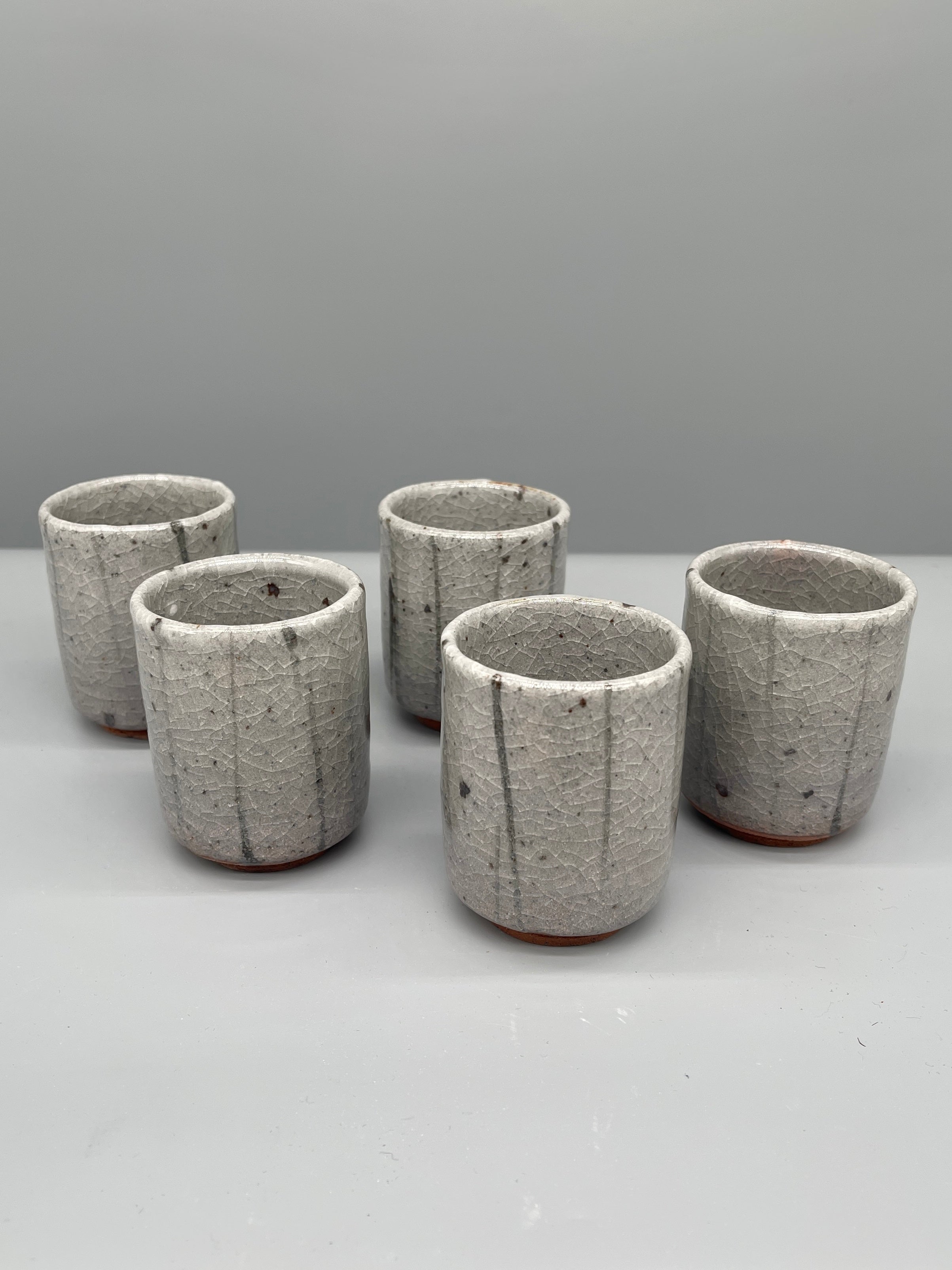 Set of Vintage Japanese Yunomi, Tea Cup - Ash Glaze
