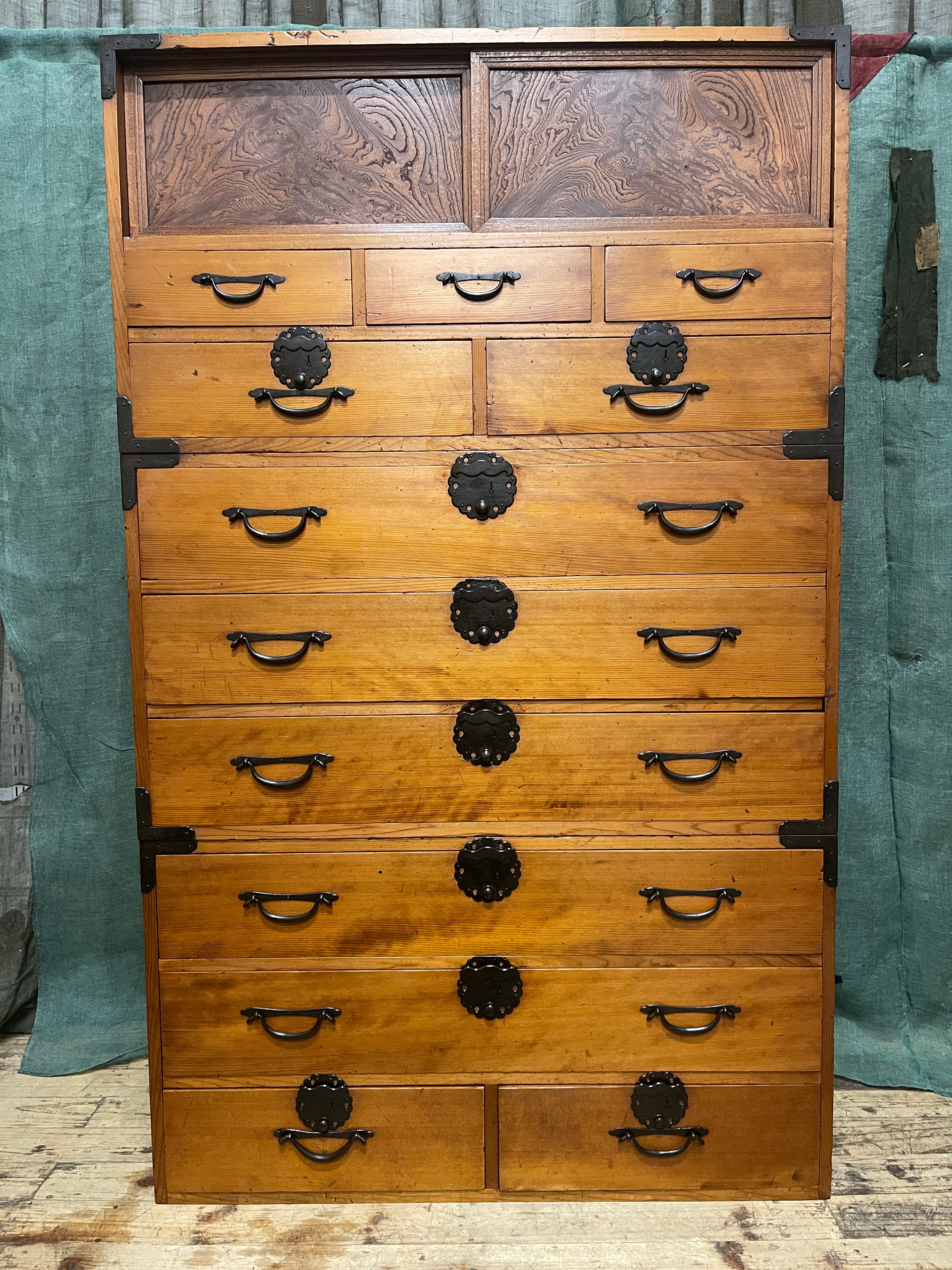 Vintage Japanese Kimono Storage Chest of Drawers - Paulownia & Elm | c.1890