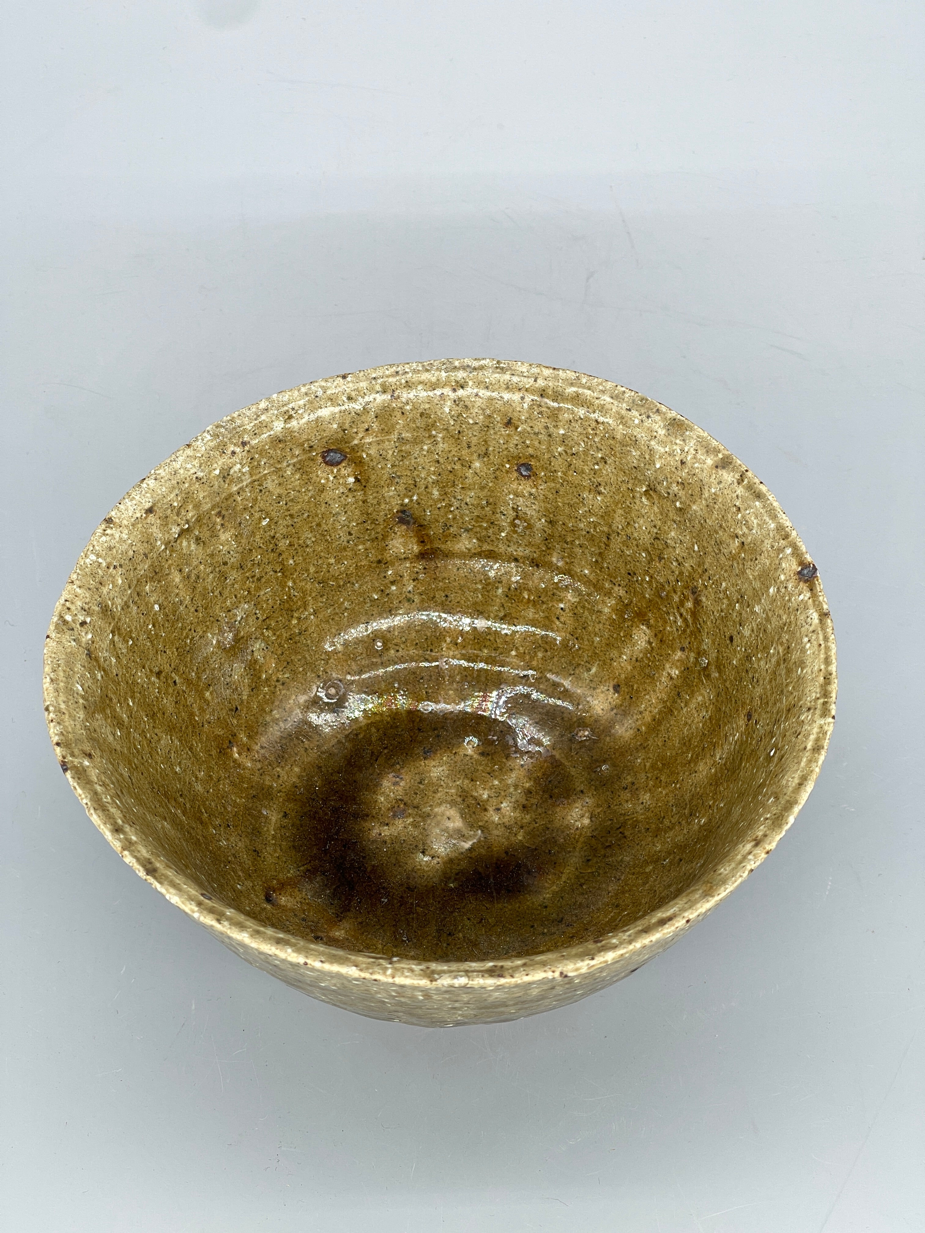 Vintage Japanese Mino-Ware Matcha Bowl, Chawan - Earthy Green Glaze