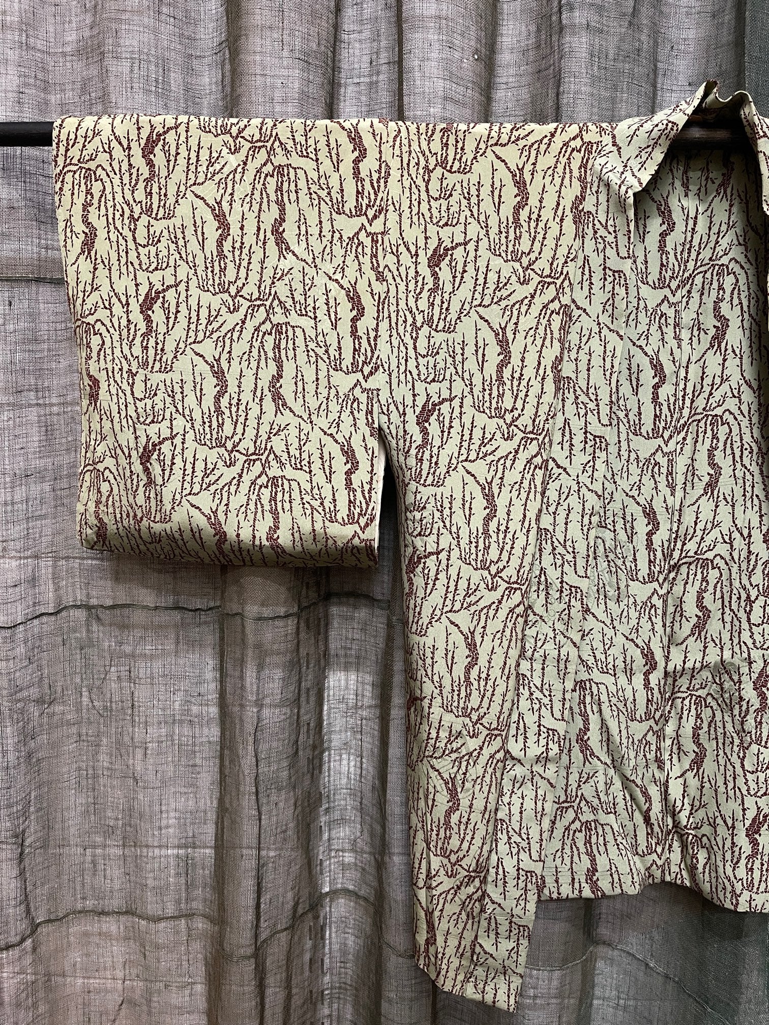 Japanese Haori-Kimono Jacket - Soft Drape Green Silk