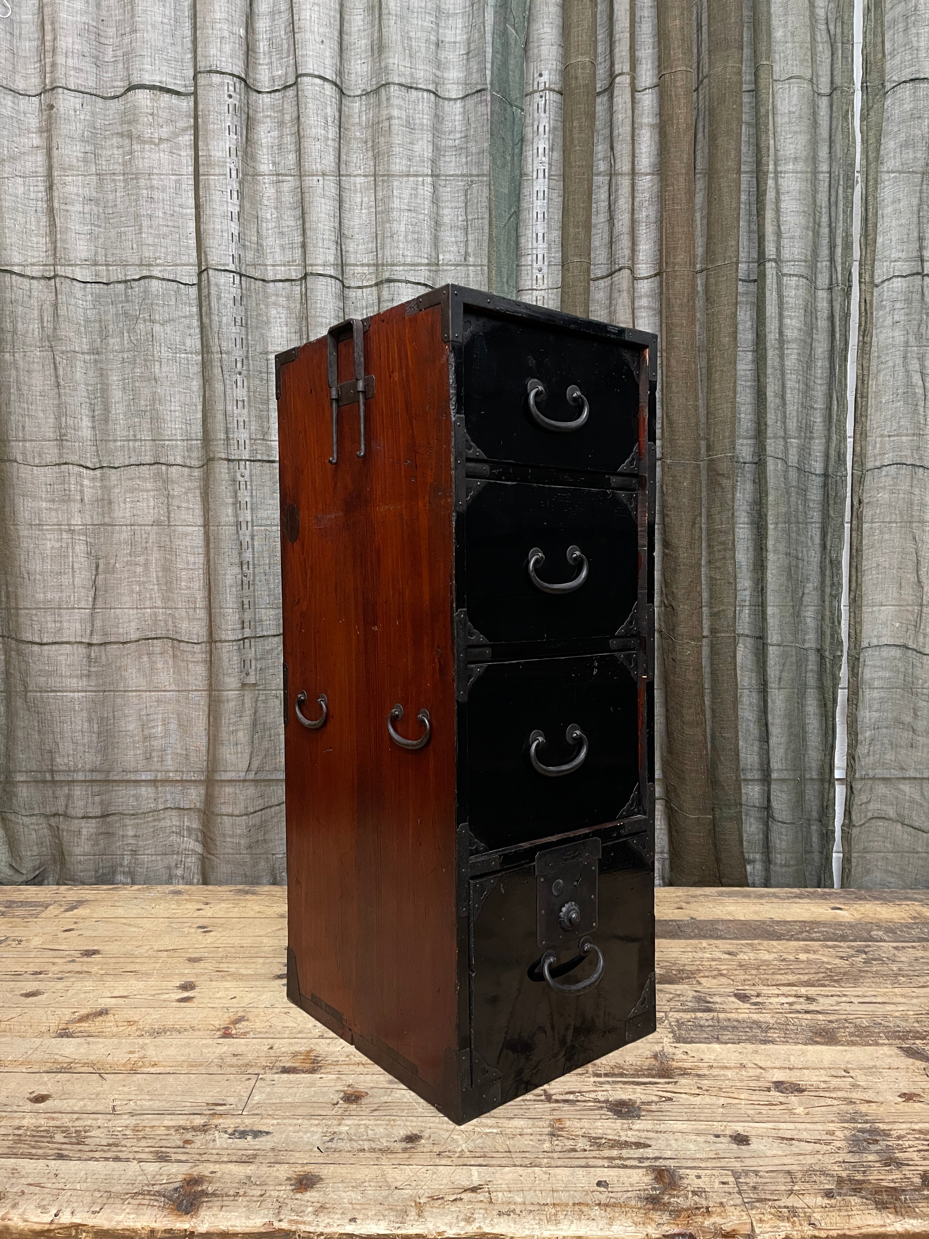 Japanese Lacquered Chest From Yamagata - Cypress | Meiji