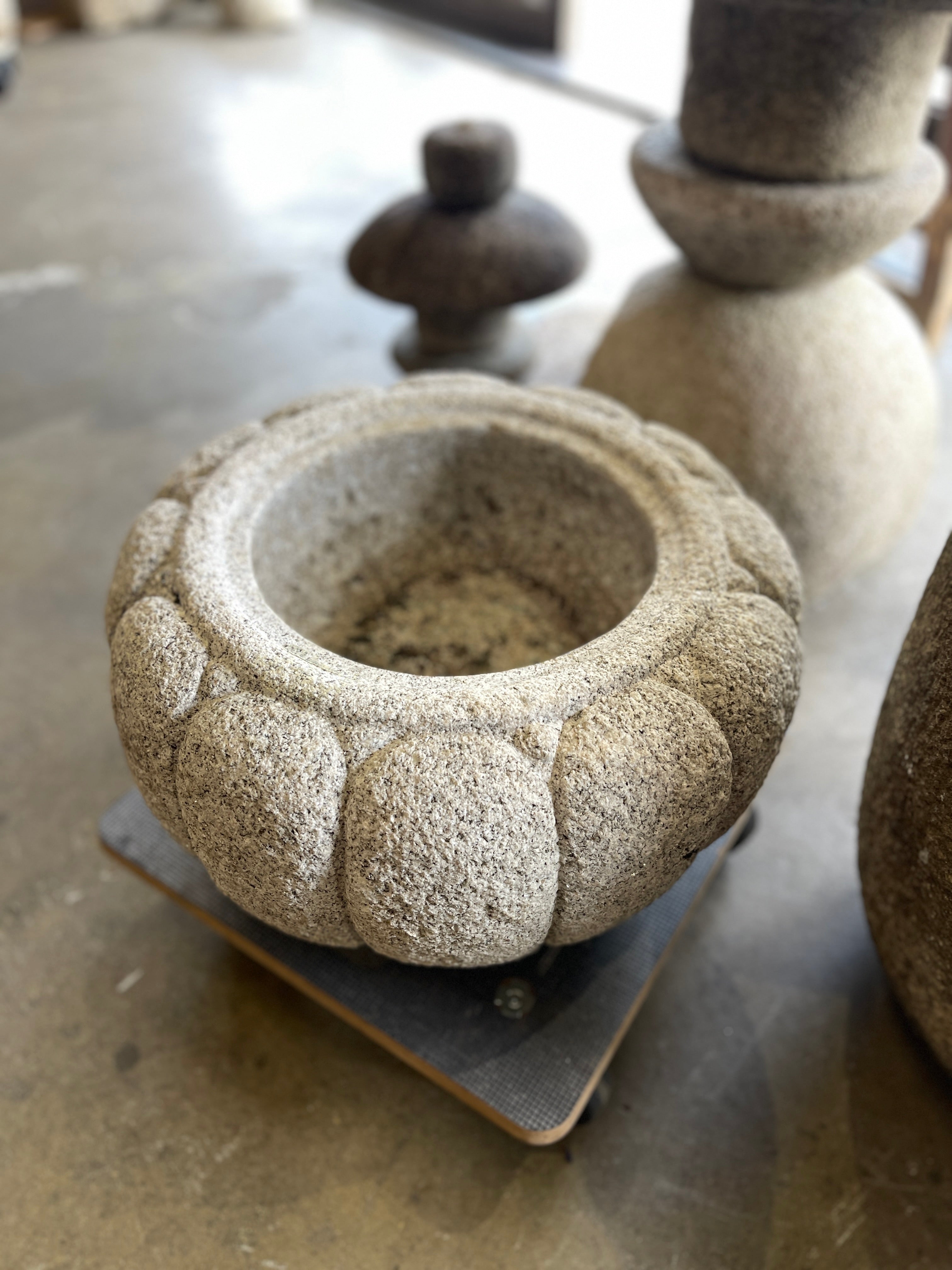 Japanese Kiku Chozubachi, Stone Water Basin - Granite | Mid 20th Century