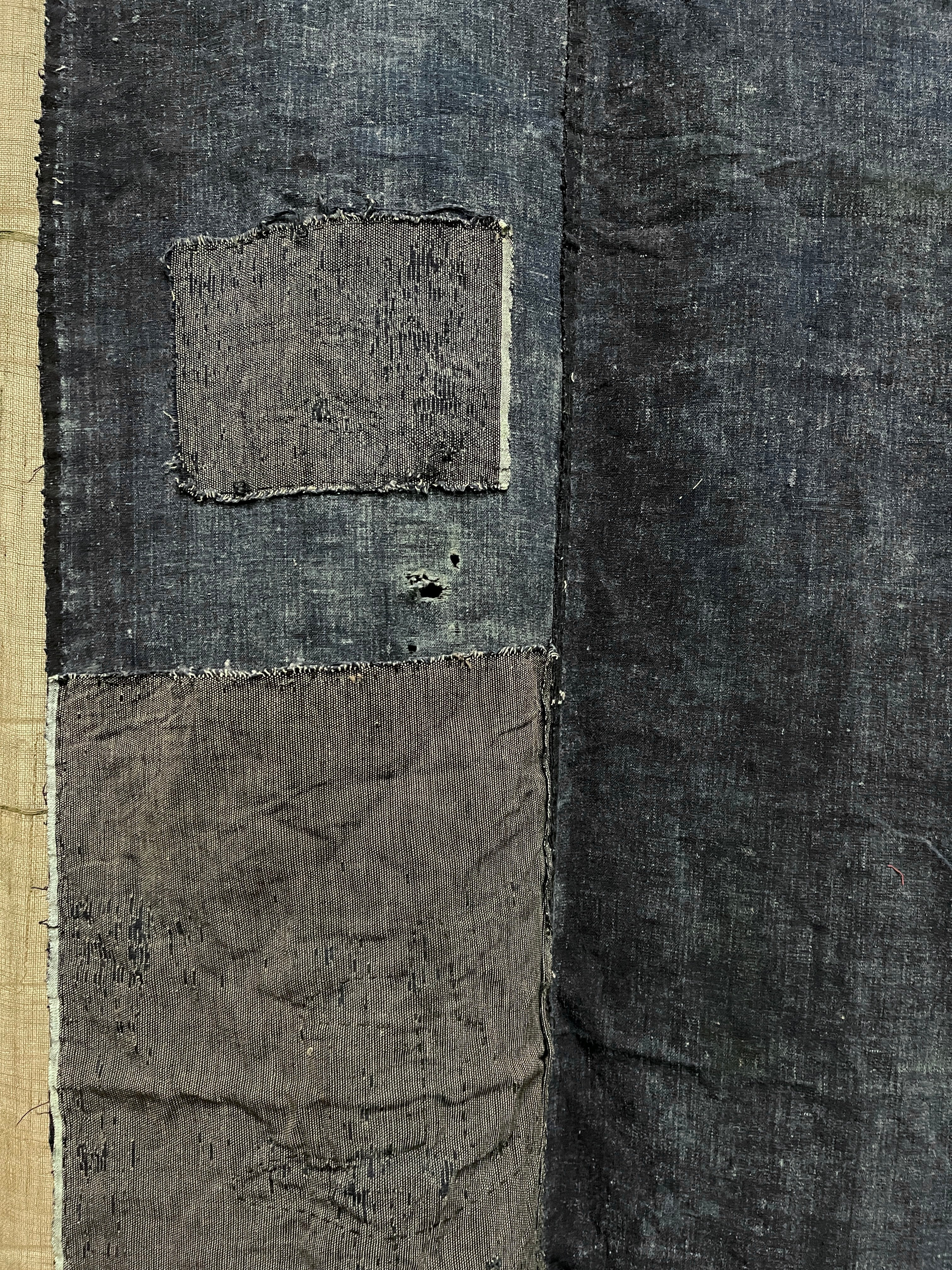Antique Japanese Indigo Boro Cloth, 2 panel
