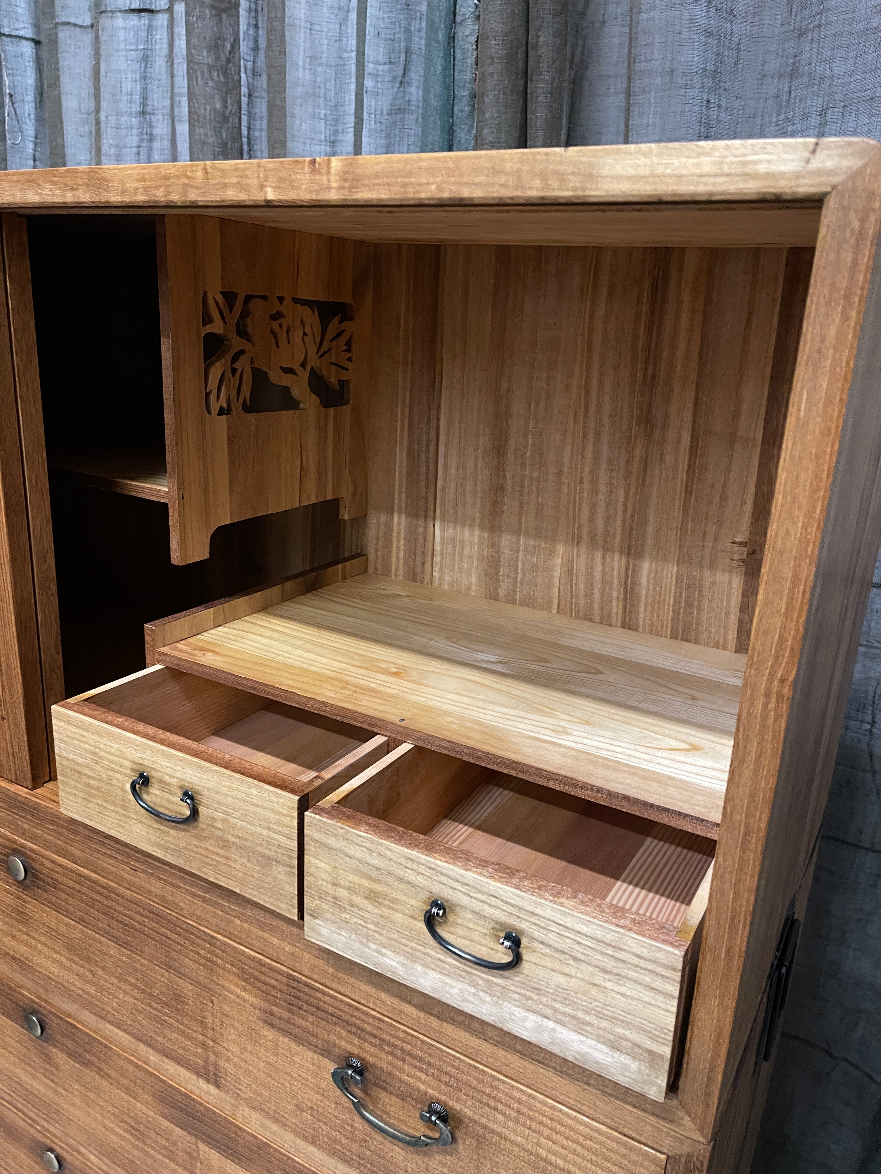 Japanese Three-Piece Kimono Chest of Drawers - Paulownia | Midcentury