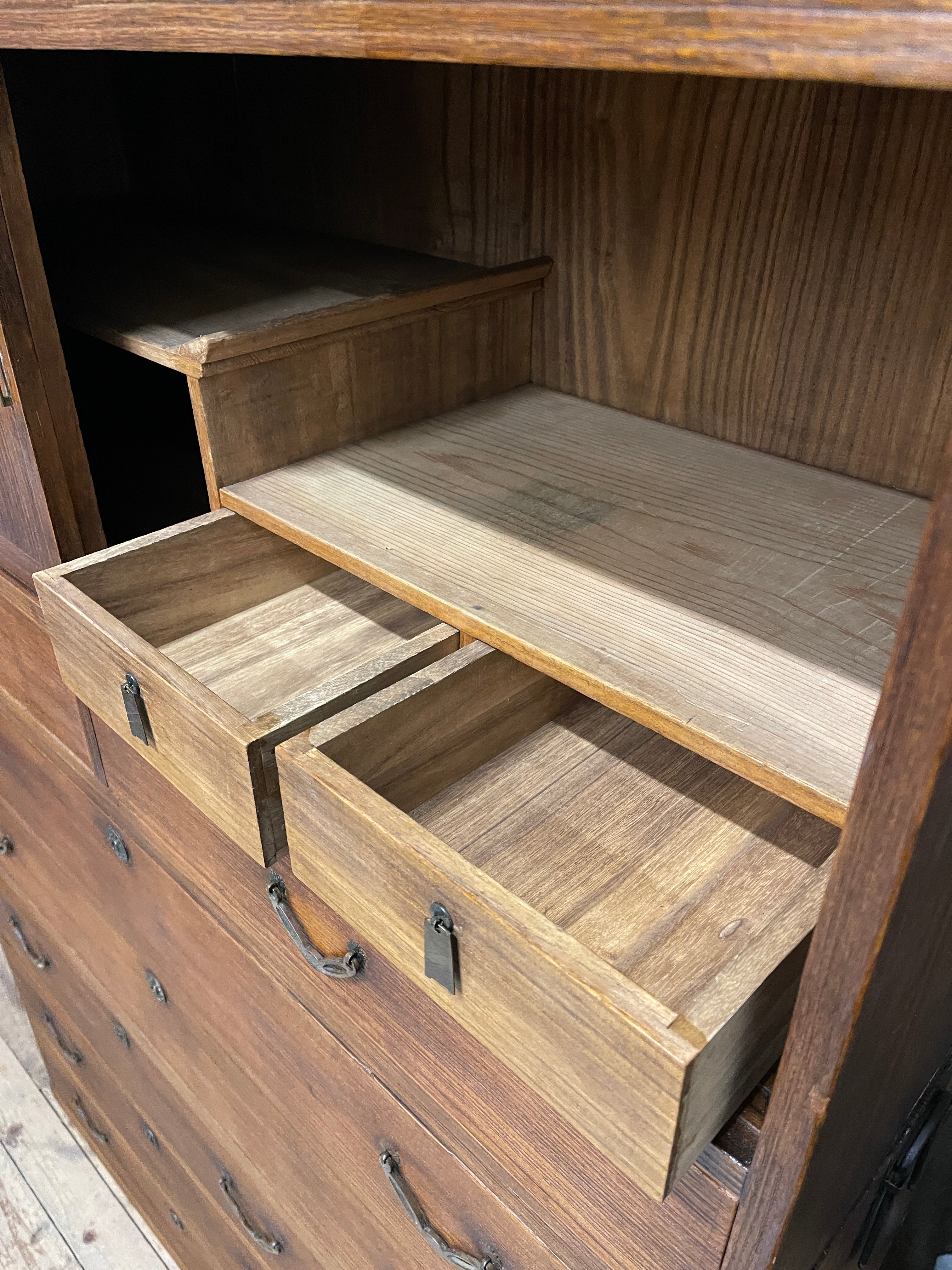 Japanese Three-Piece Kimono Chest of Drawers - Paulownia | Showa