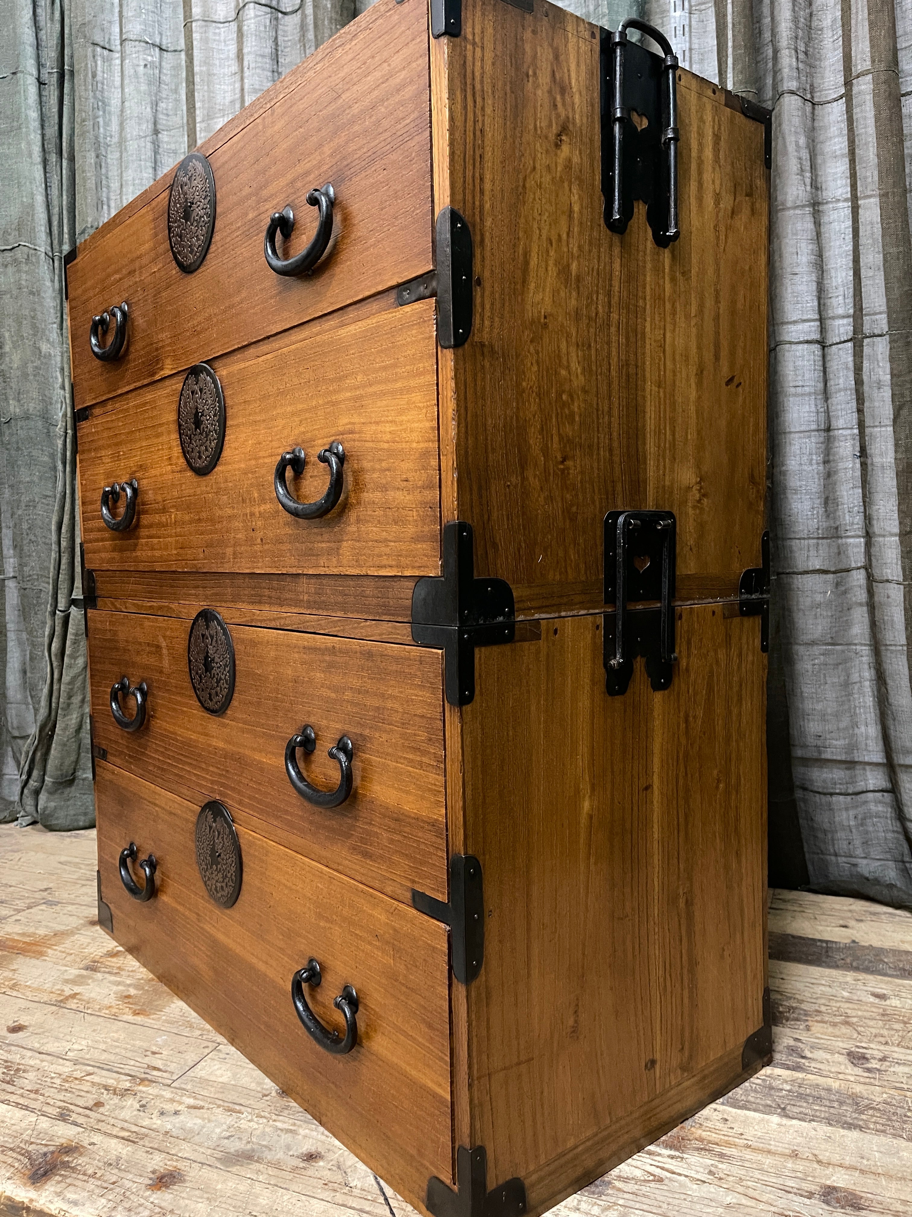 Japanese Kimono Storage Chest-on-Chest, Isho Dansu - Paulownia | Meiji