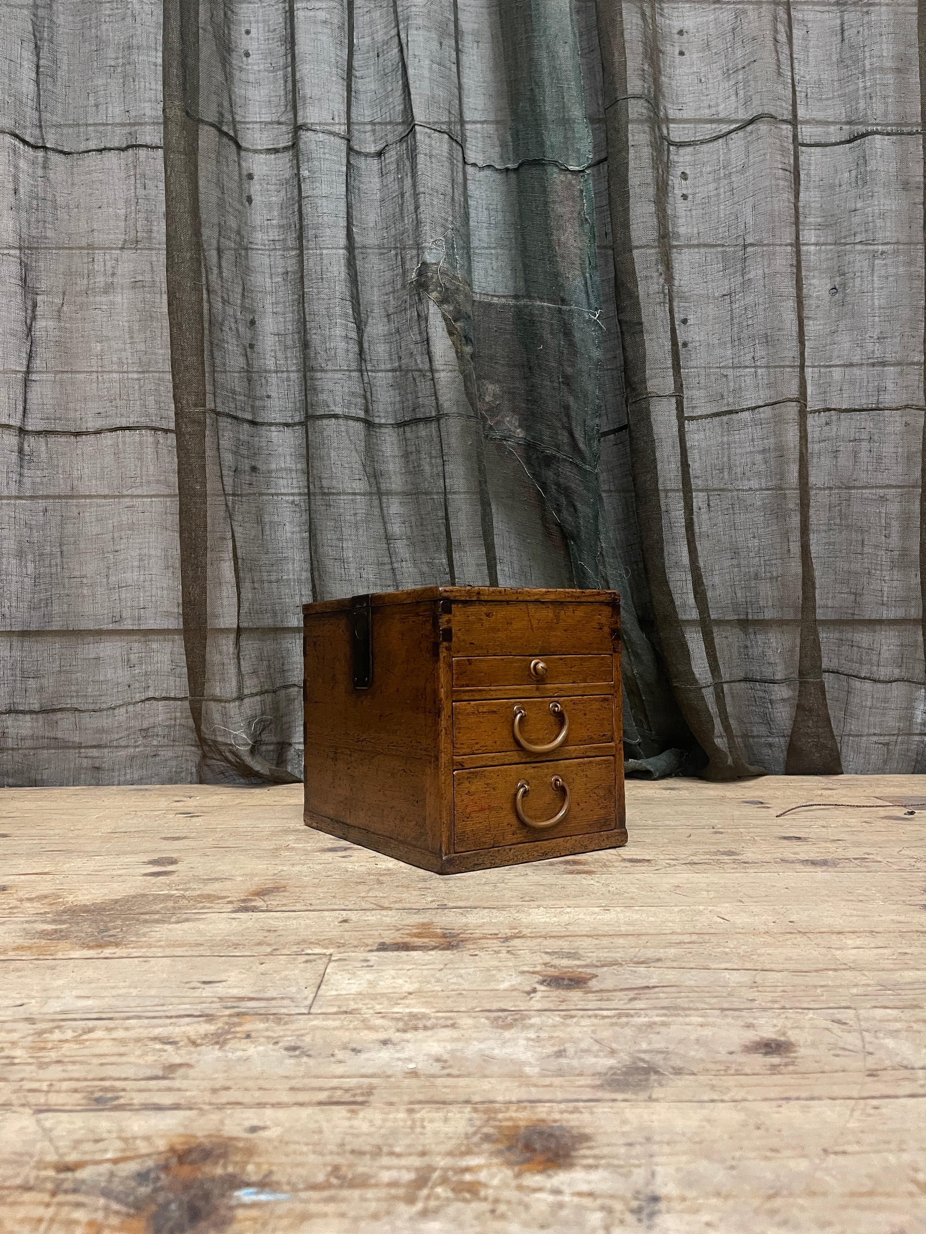 Antique Signed Japanese Suzuri Bako, Calligraphy Box - Cypress | Taisho, 1914