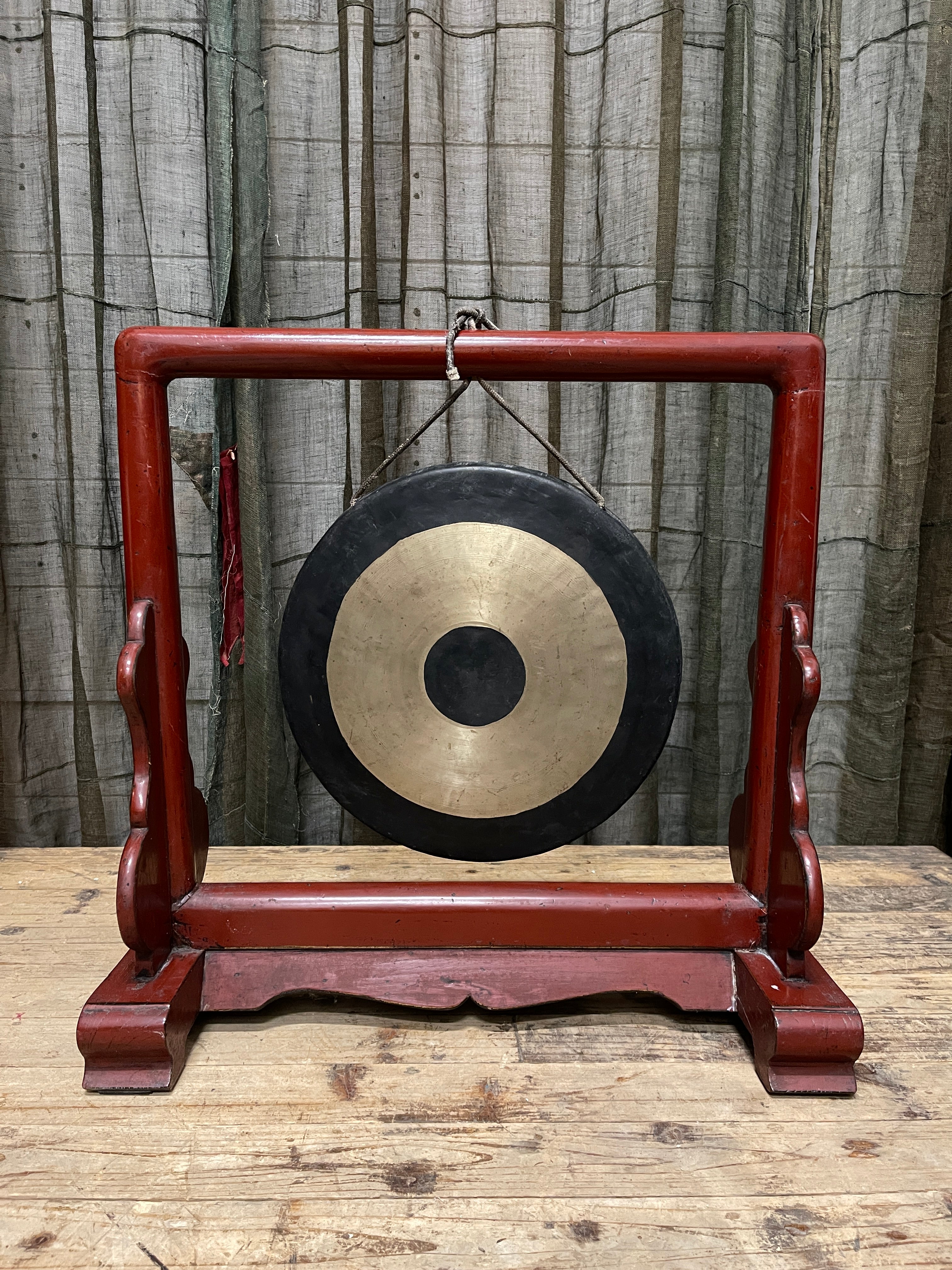 Vintage Chinese Gong On A Stand
