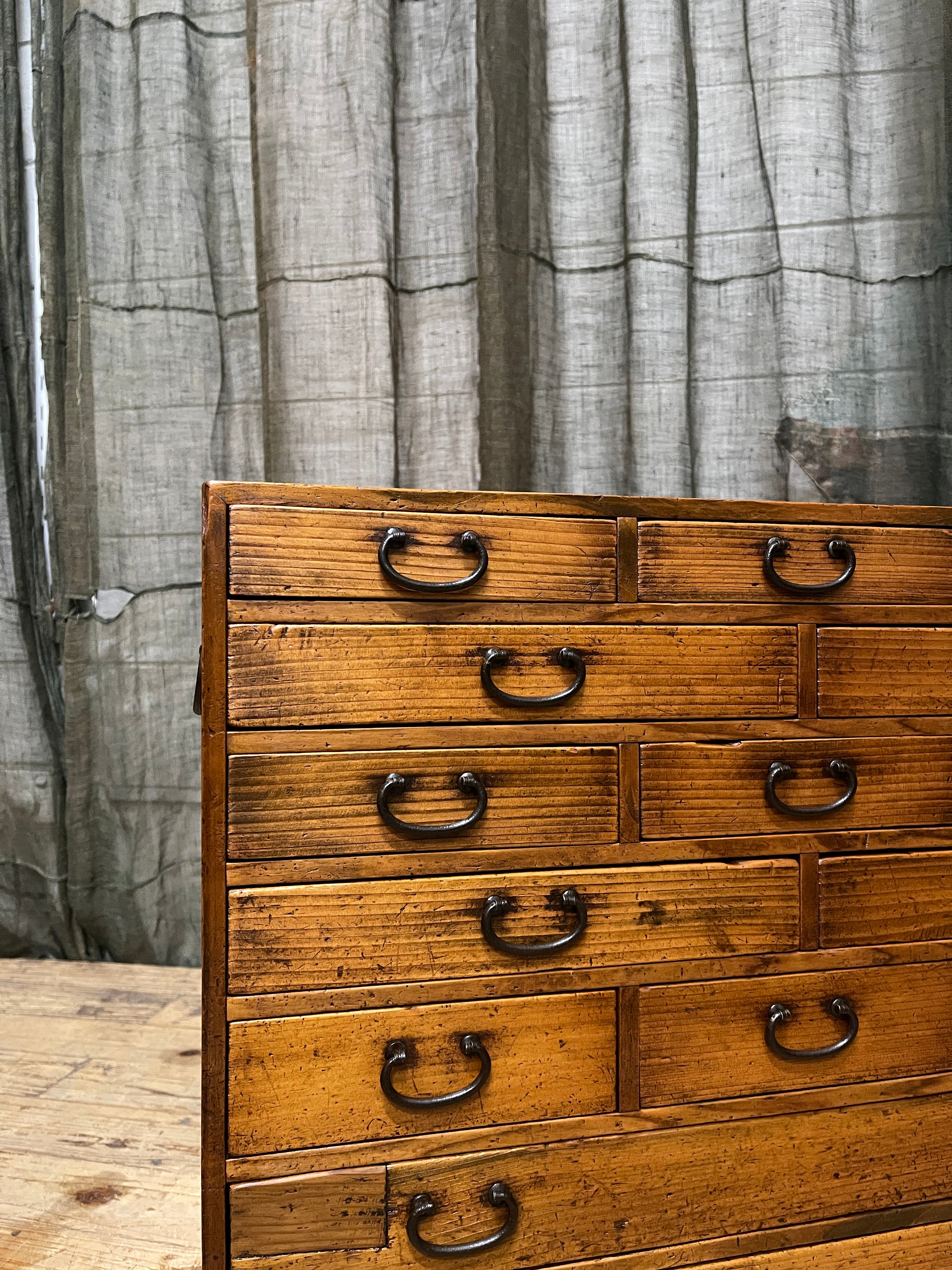 Antique Japanese Multi Drawer Chest - Cypress | Meiji c.1900.