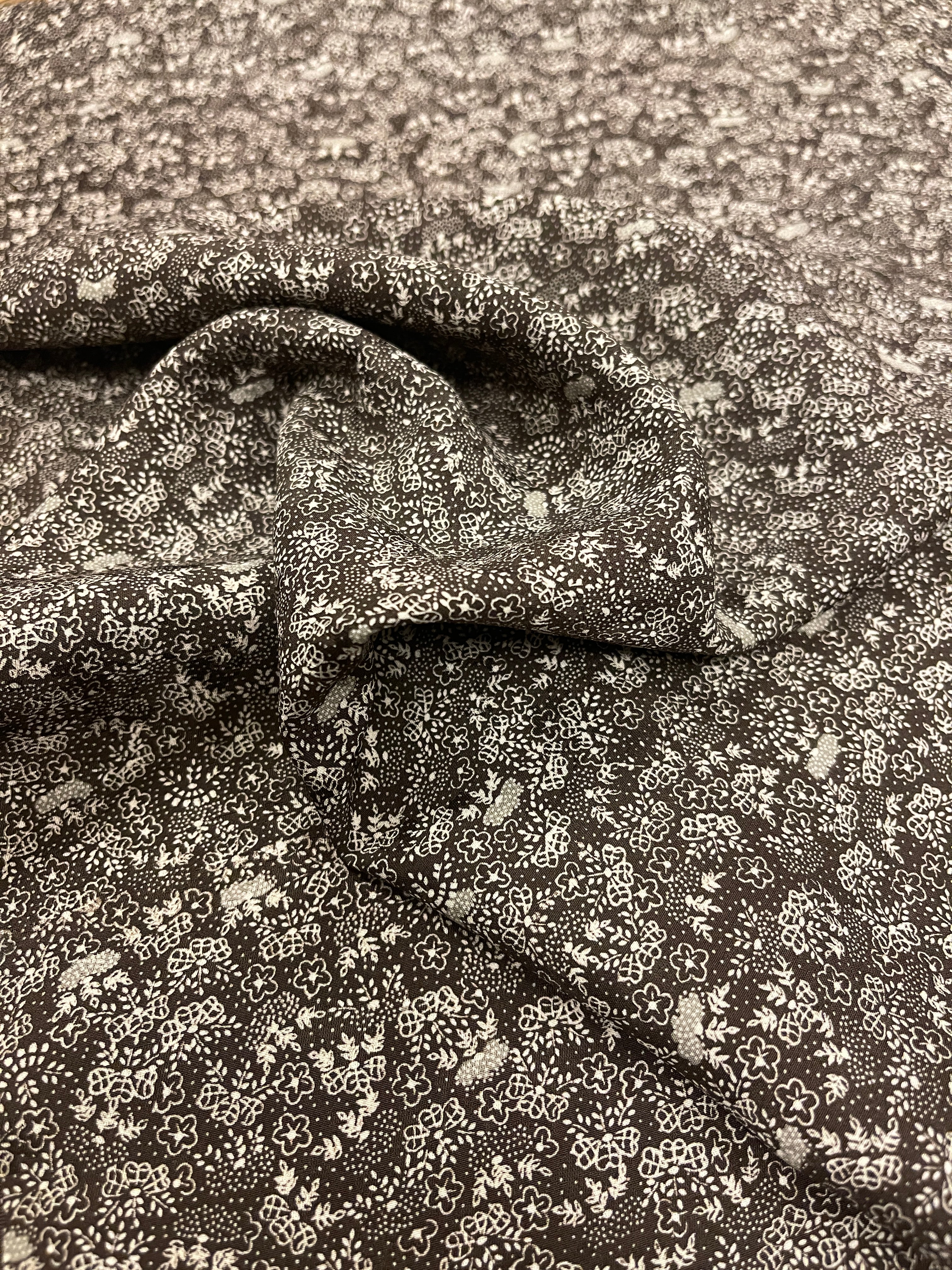 Japanese Silk, Brown with White Blossoms