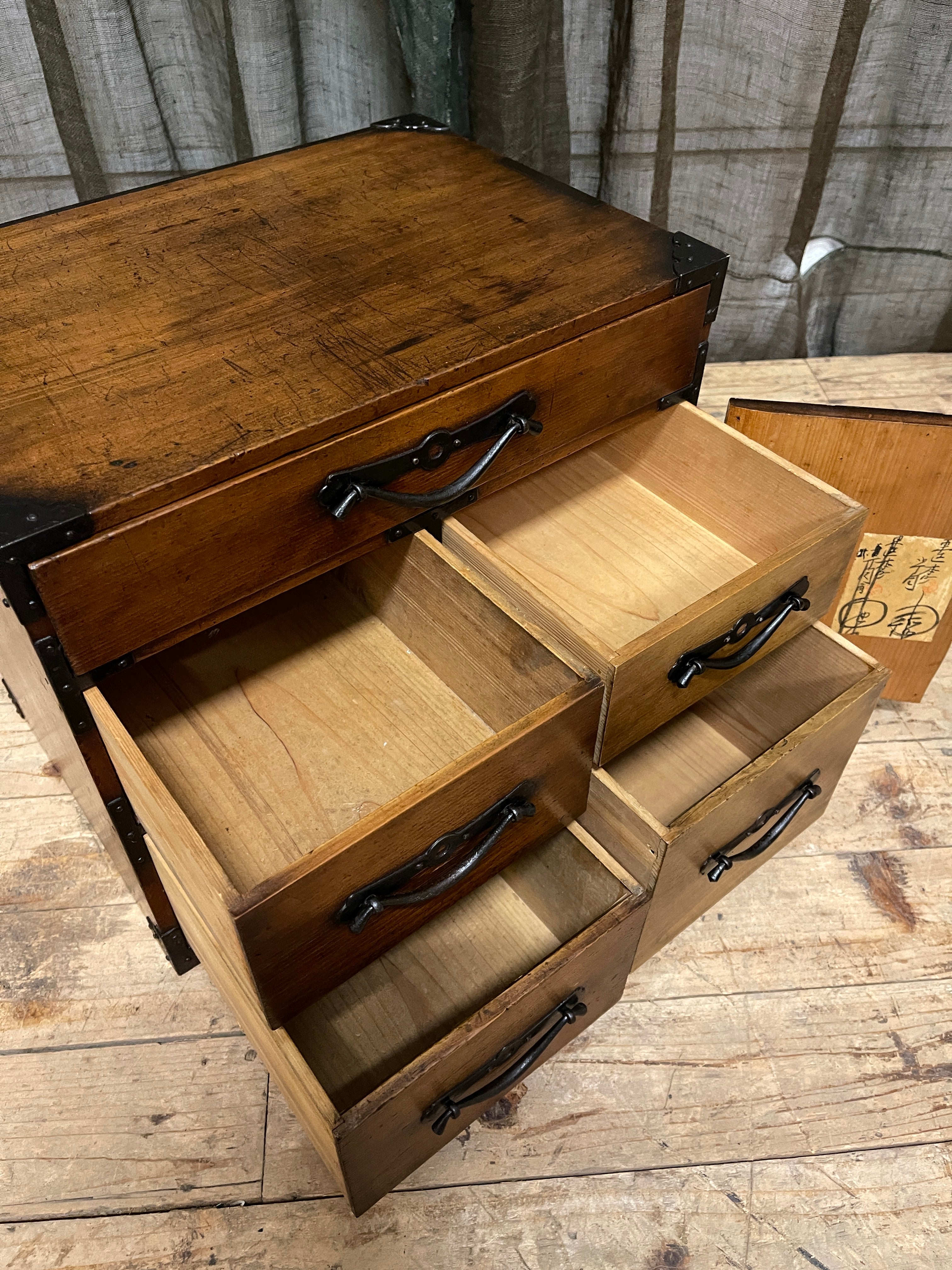 Antique Japanese Small Chest - Cypress | Meiji, c.1900.