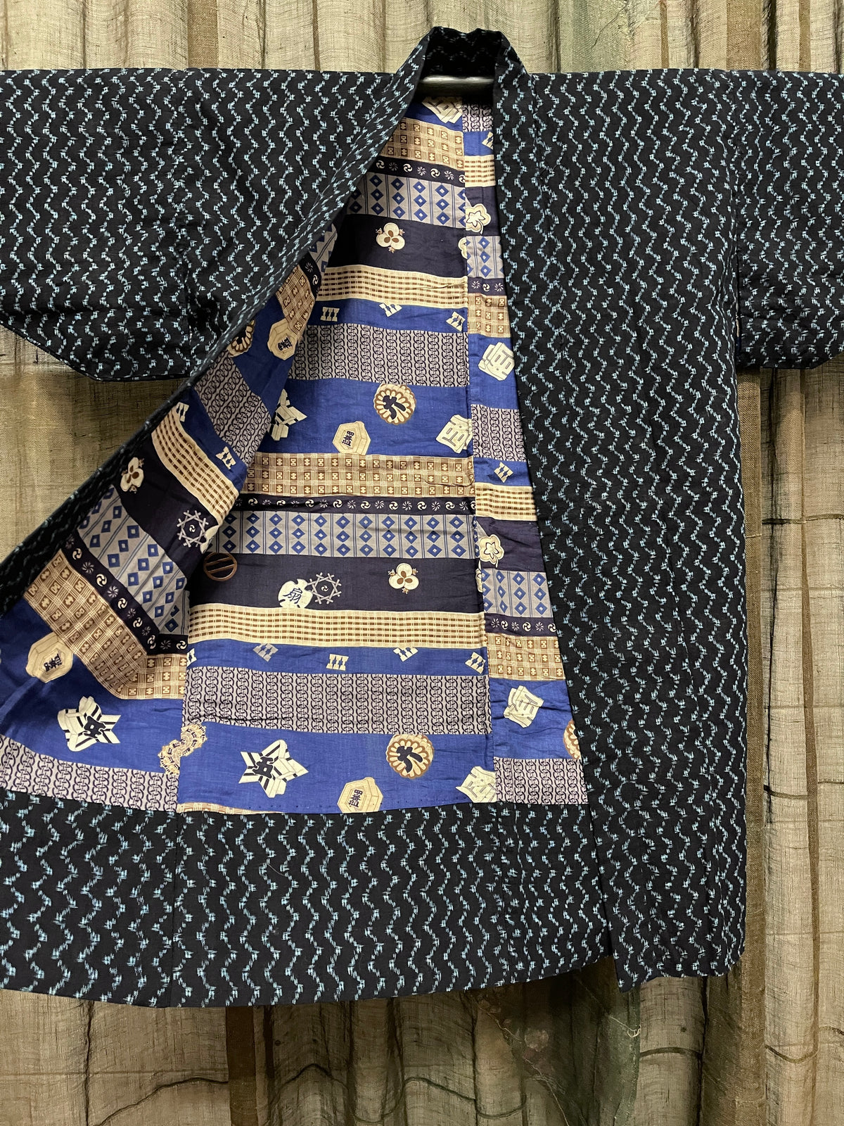 Vintage Japanese Kasuri Cotton Noragi Jacket | Large