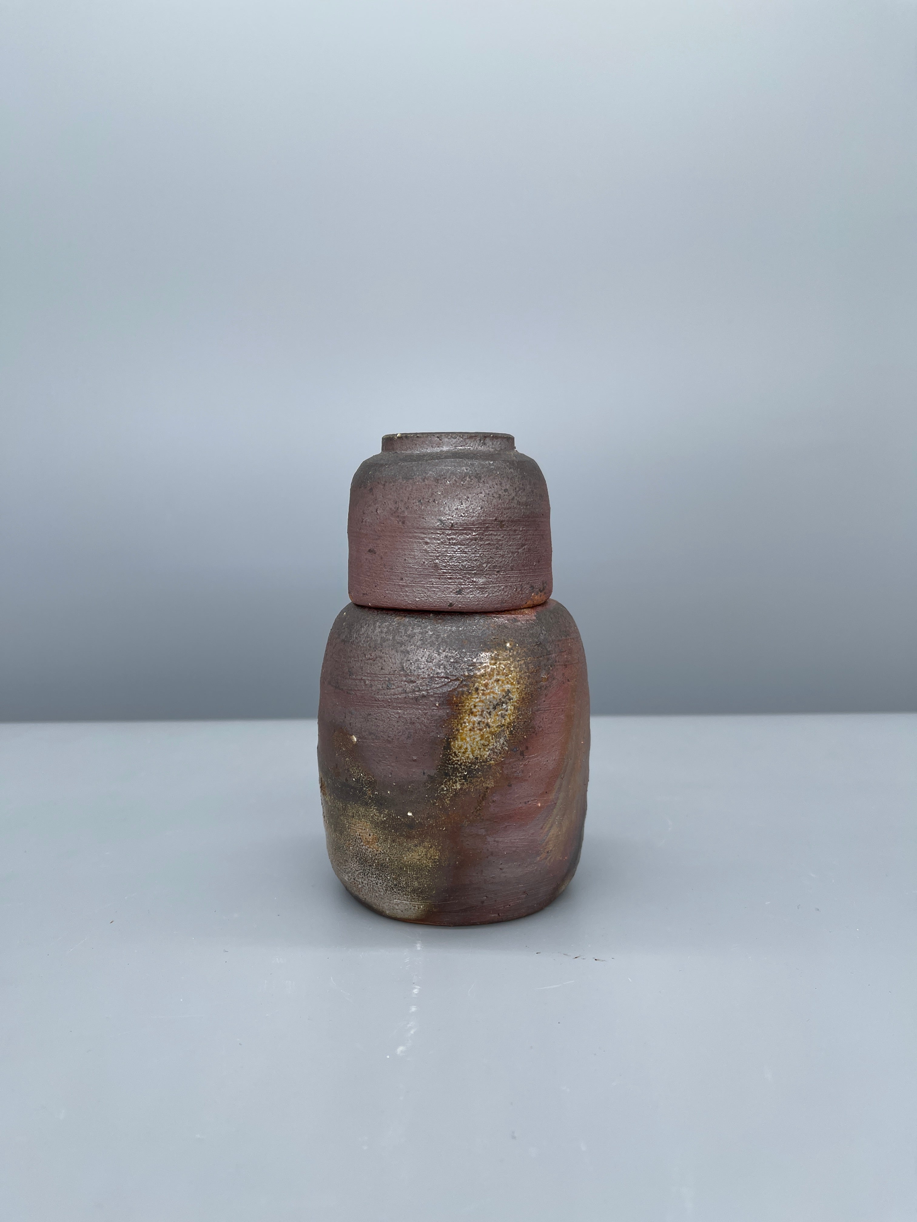 Japanese Stoneware Sake Tokkuri Set - Bizen Ware