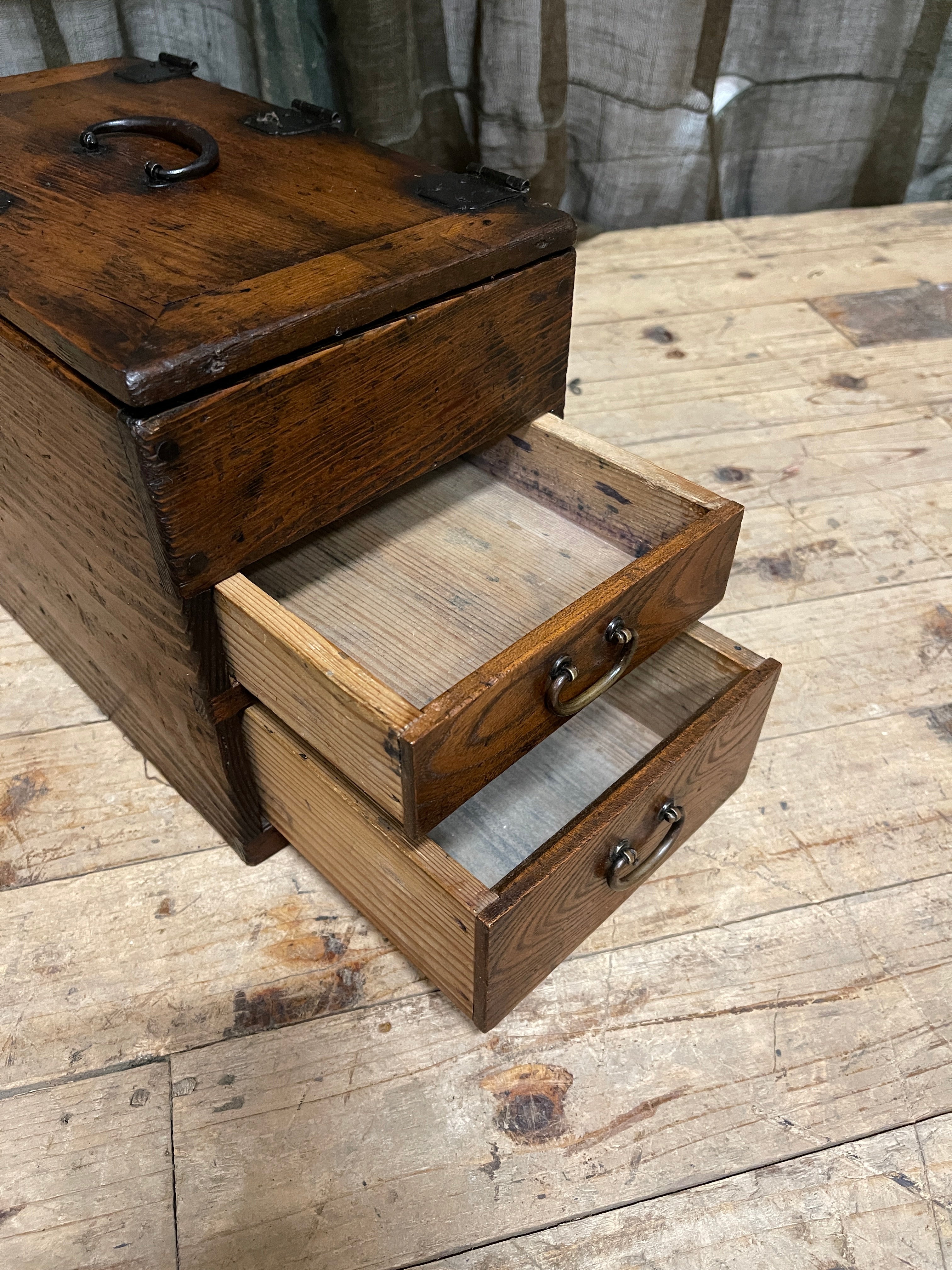 Suzuri Bako, Japanese Calligraphy Box - Elm & Cypress | Taisho, 1925
