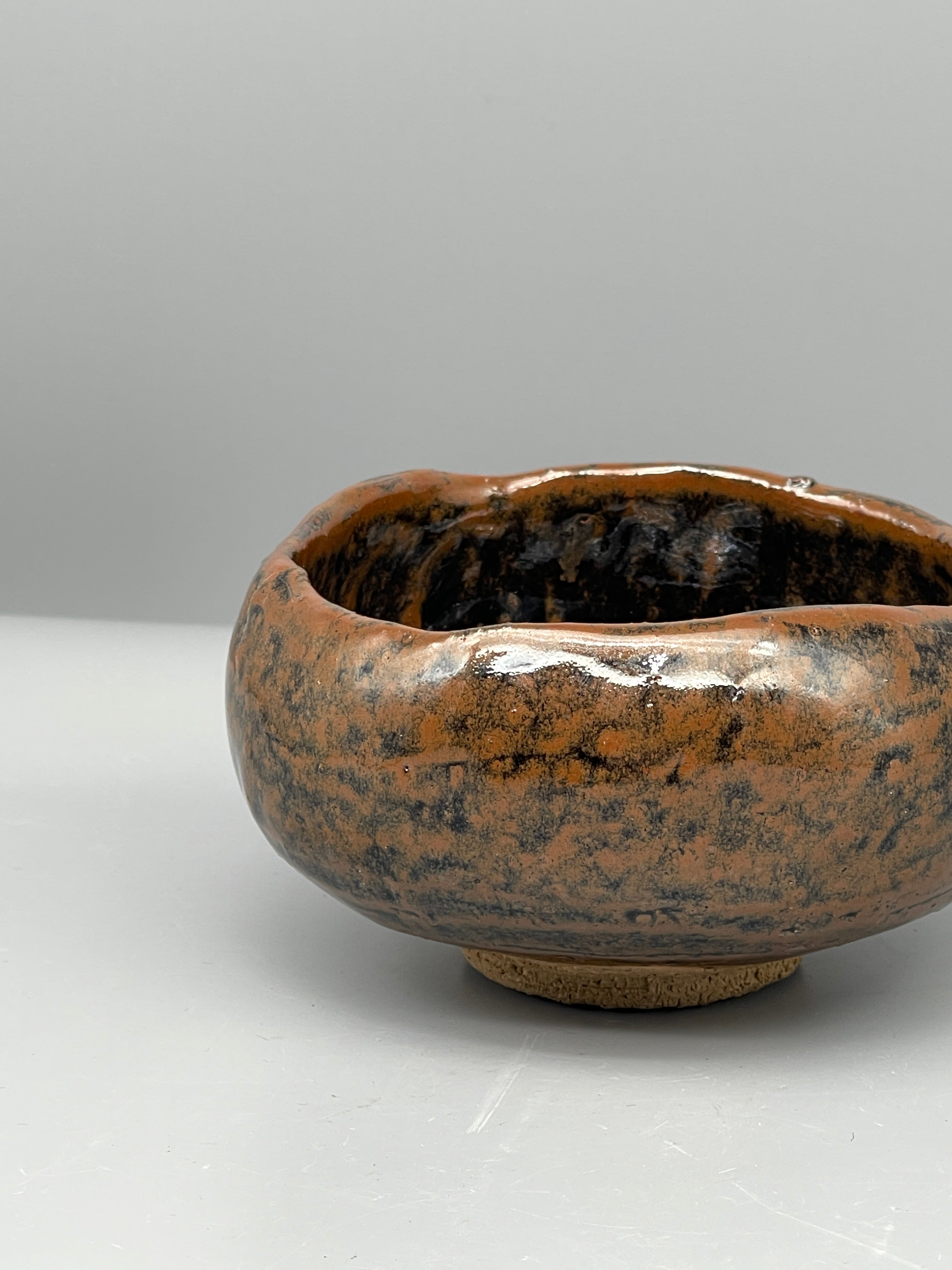 Vintage Japanese Chawan Tea Bowl - Stoneware, Mottled Brown-Black Glaze