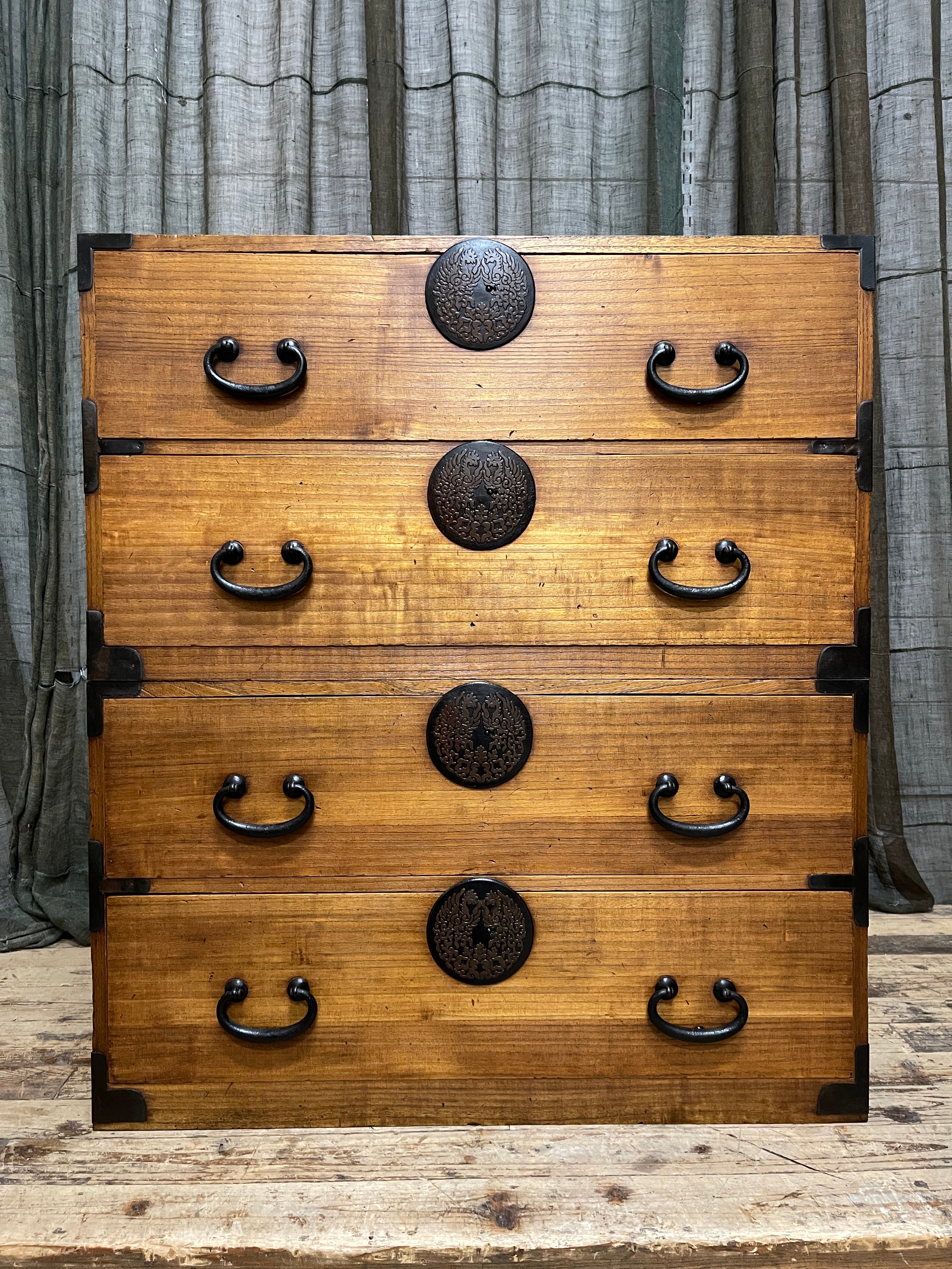 Japanese Kimono Storage Chest-on-Chest, Isho Dansu - Paulownia | Meiji