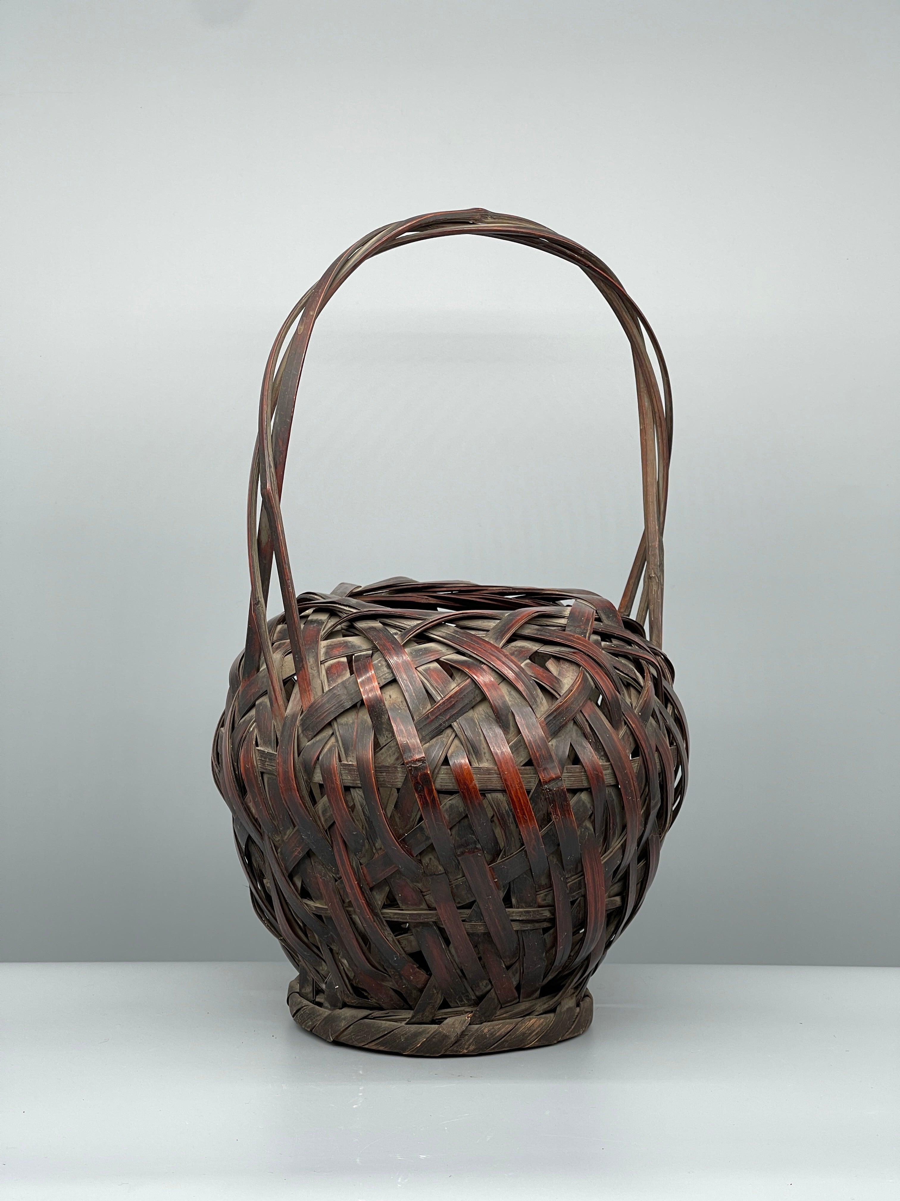Vintage Japanese Midare-ami Style Ikebana Basket - Bamboo