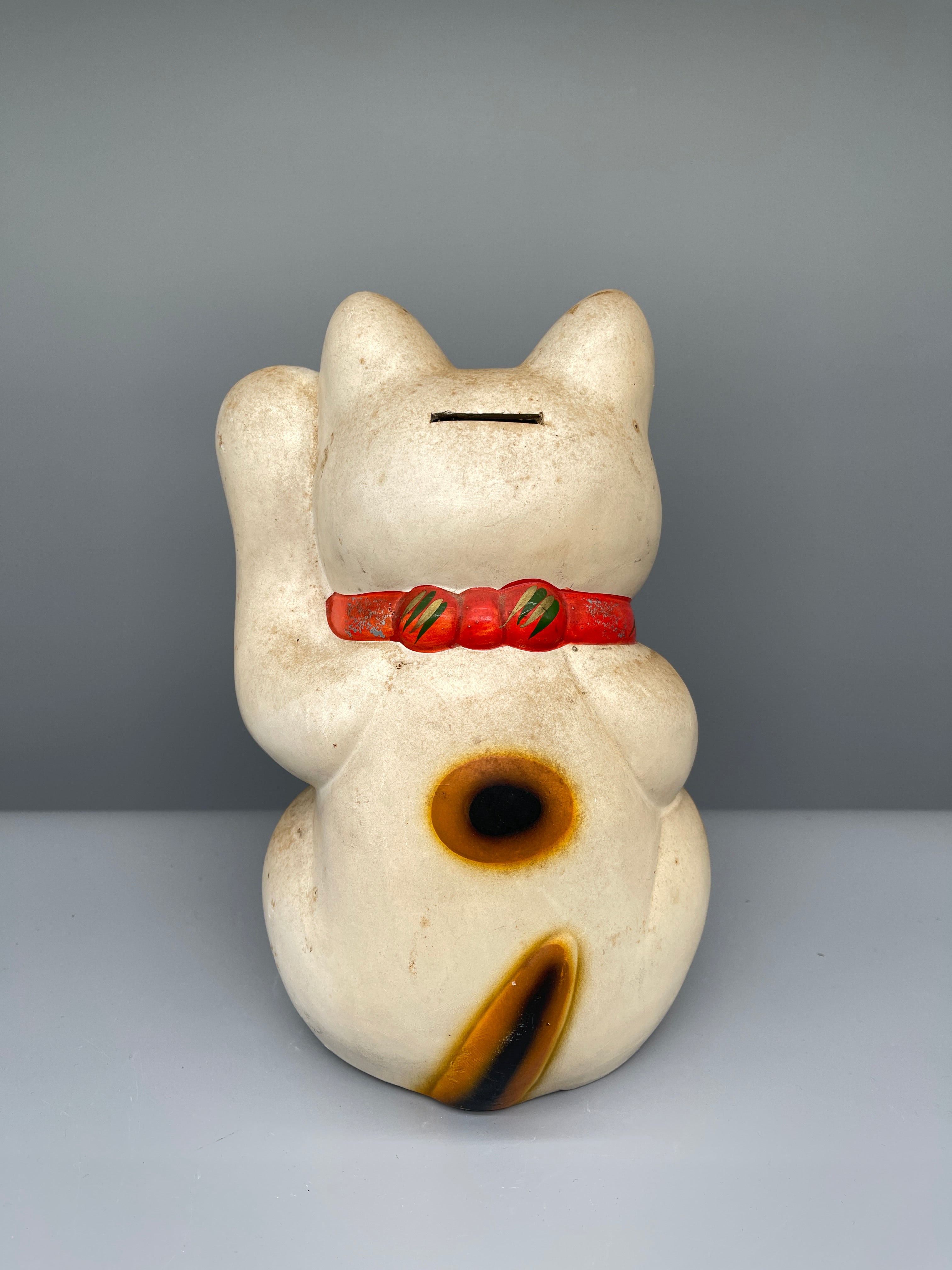 Vintage Japanese White Ceramic Maneki Neko | c.1970