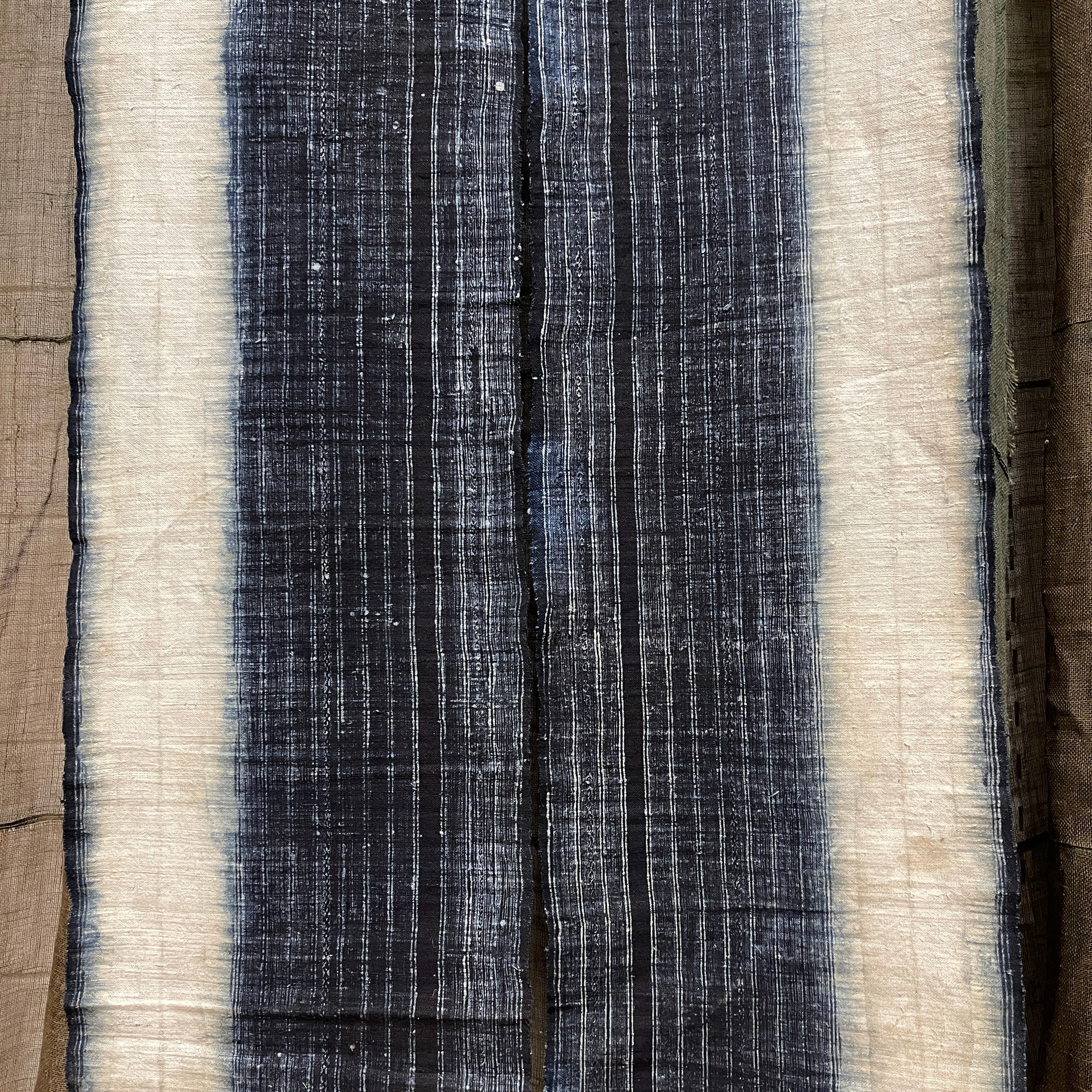 Vintage Indigo Cotton Noren , Panelled Curtain