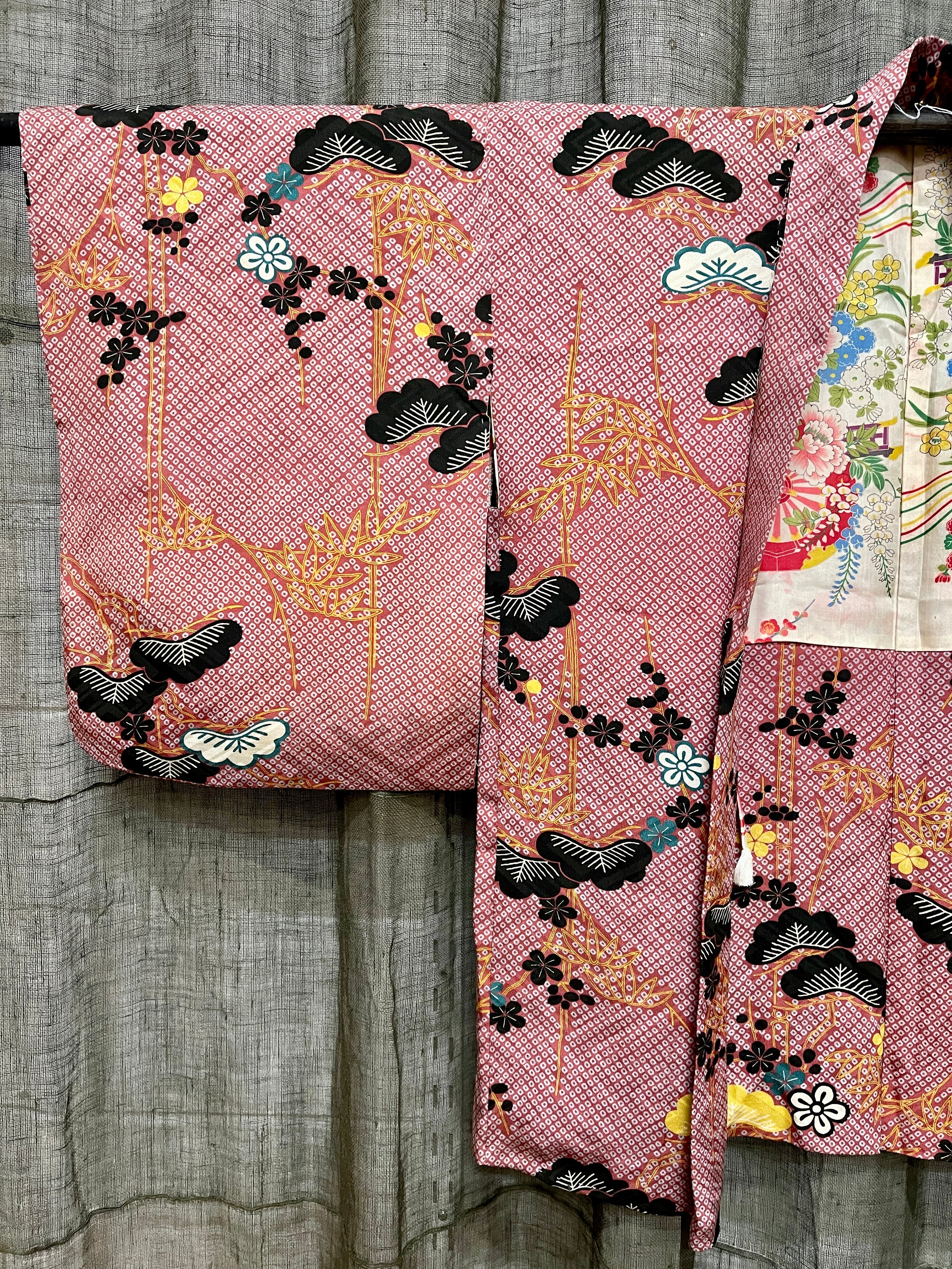 Japanese Haori-Kimono Jacket - Peach Orange Silk