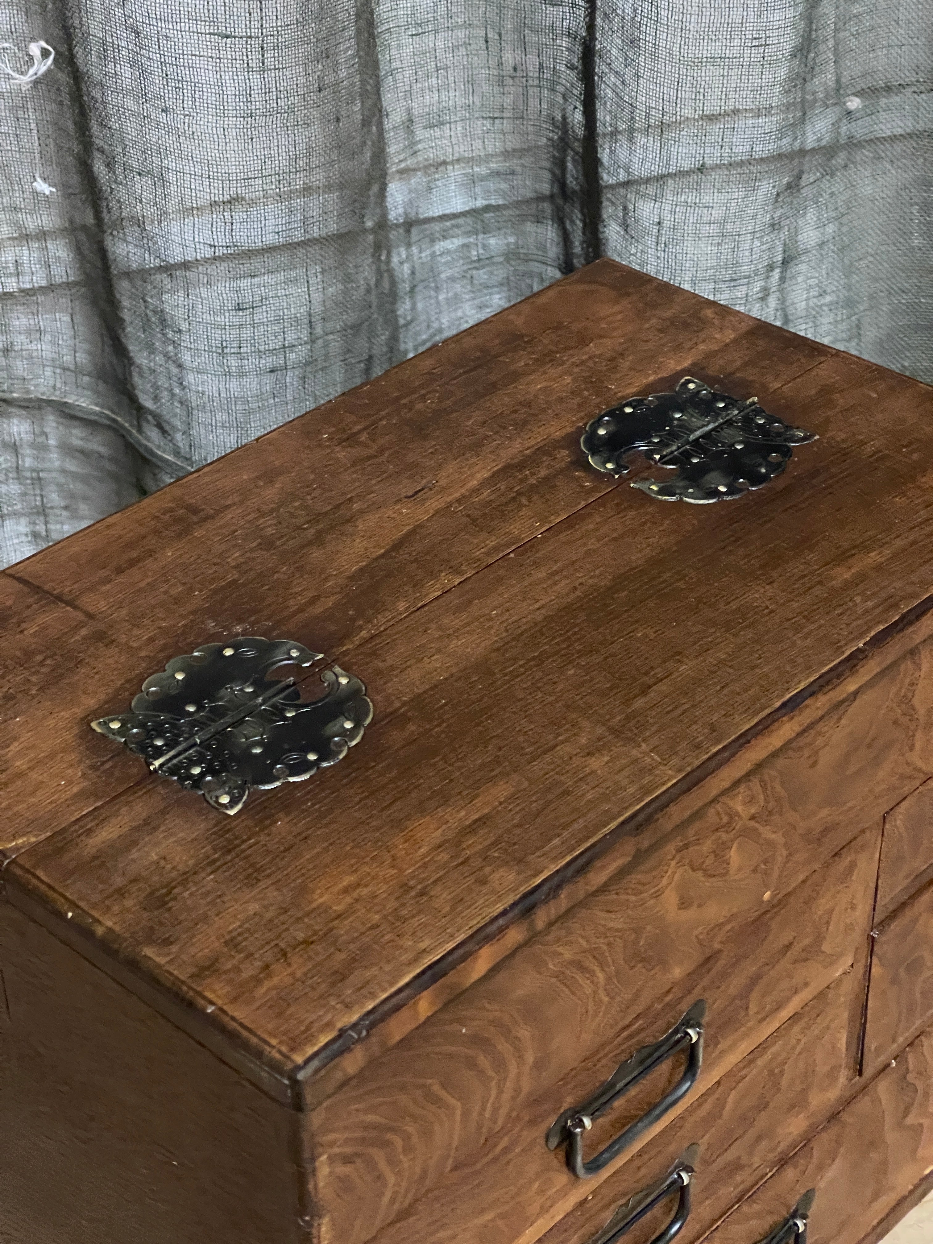 Vintage Japanese Sewing Box, Hari Bako - Elm | Midcentury