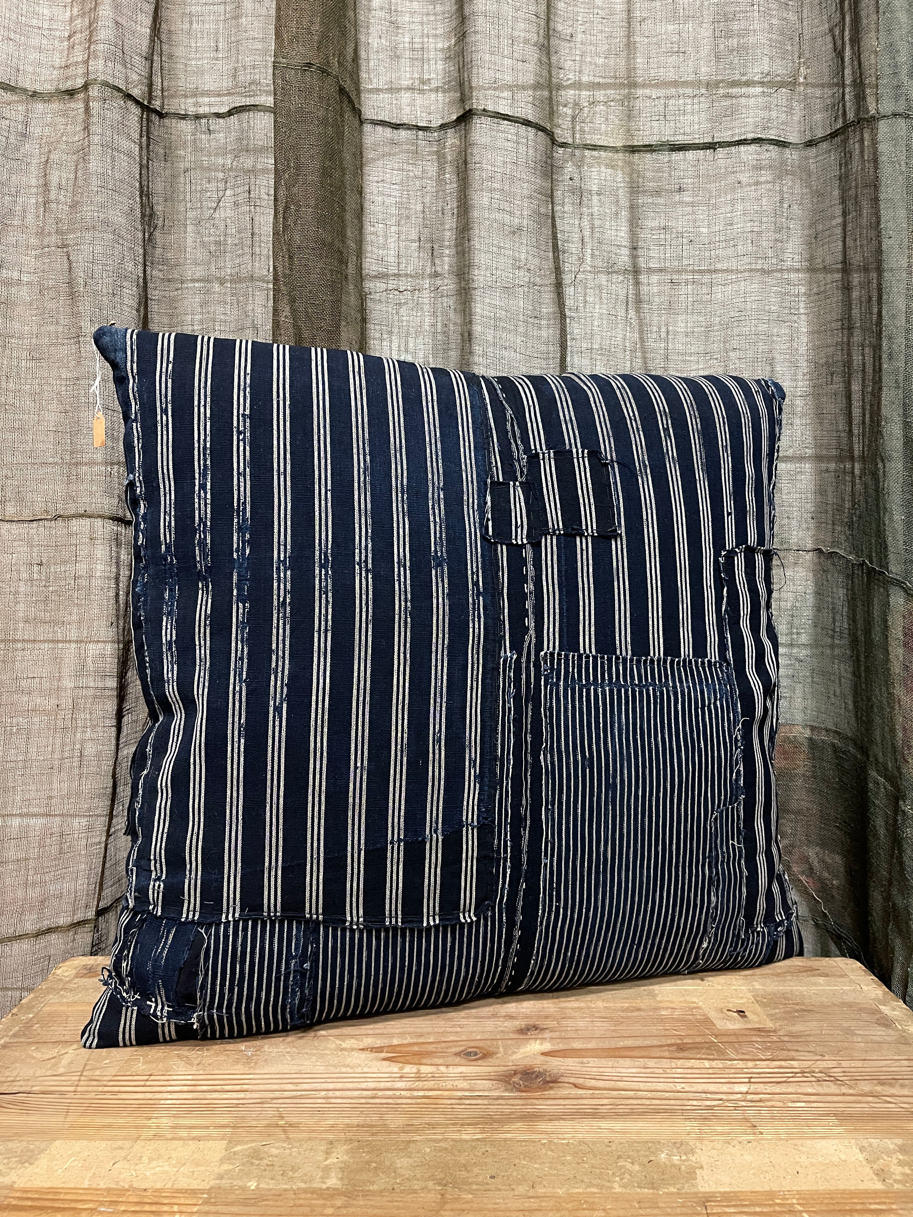 Japanese Floor Cushions Covered with Vintage Japanese Boro Fabric