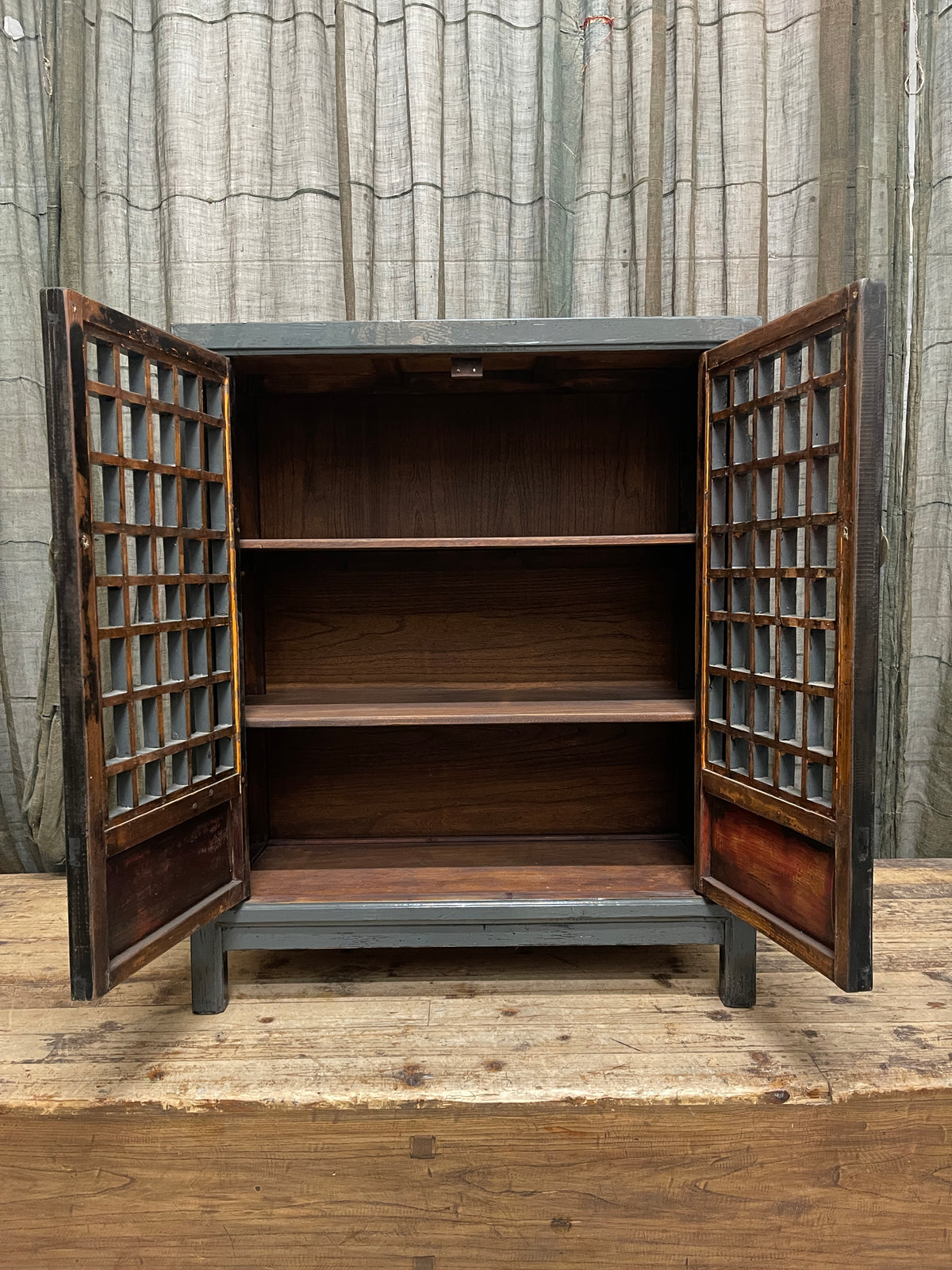 Chinese Grey Lacquered Cabinet