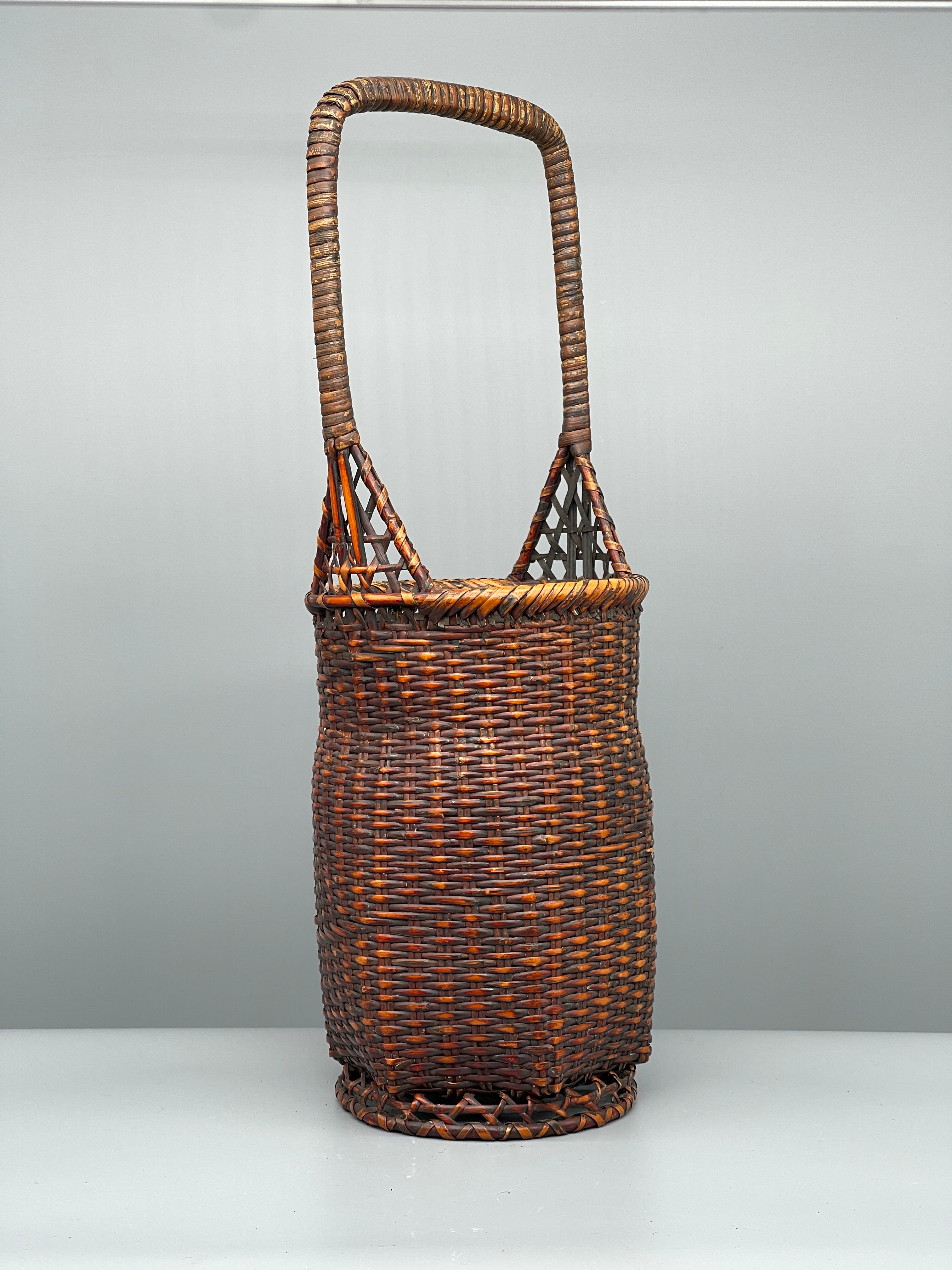 Vintage Japanese Woven Bamboo Ikebana Basket