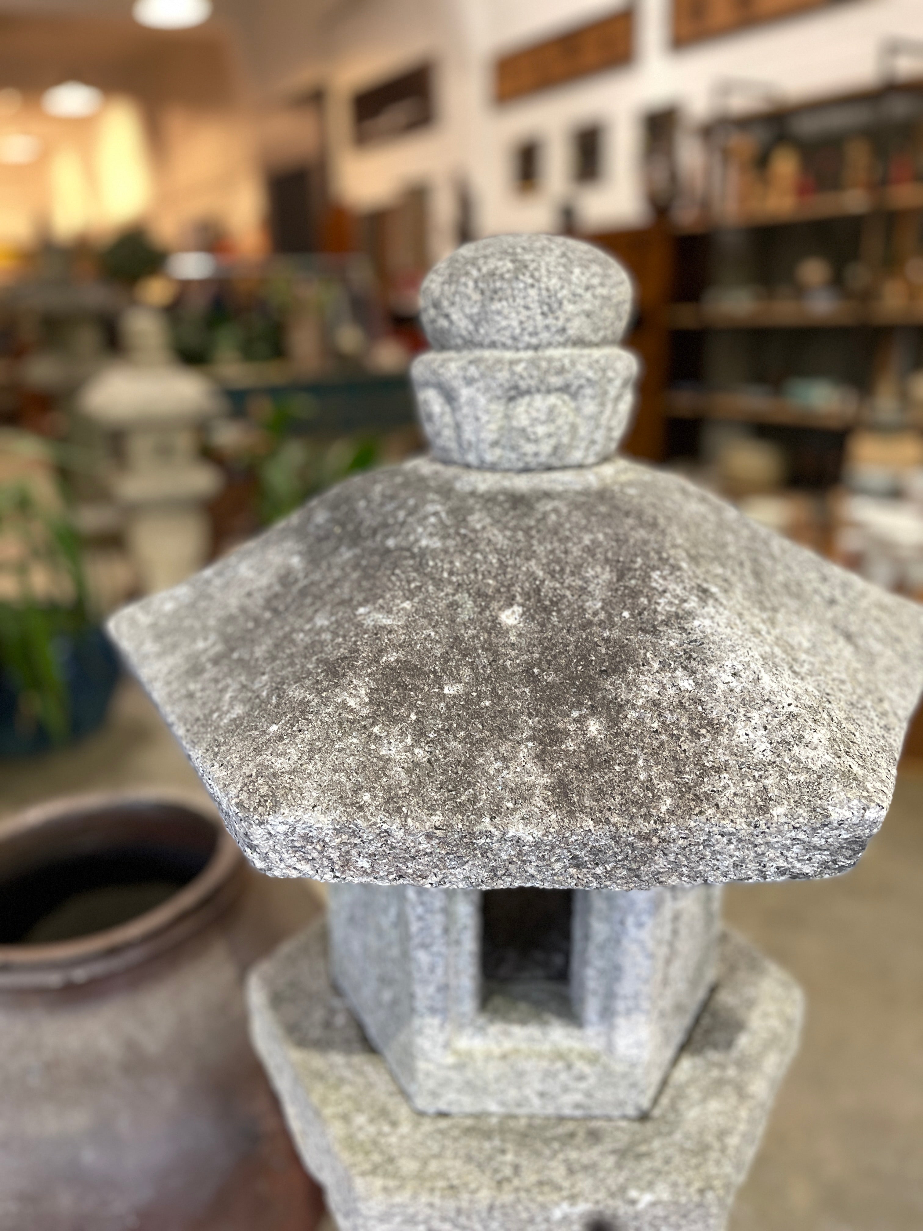 Japanese Oribe Style Stone Garden Lantern - Granite