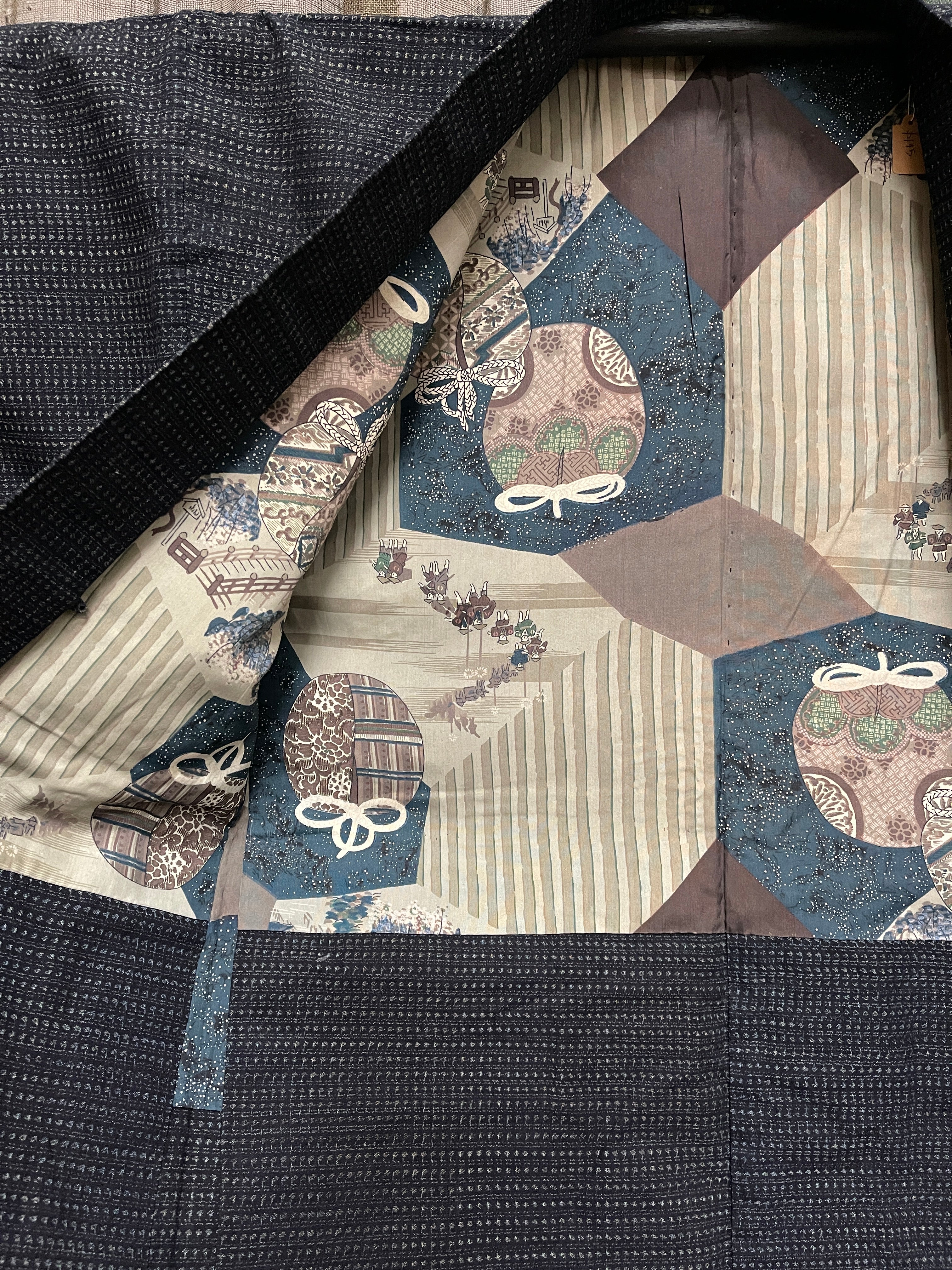 Japanese Haori-Kimono Cotton Jacket - Indigo Kasuri