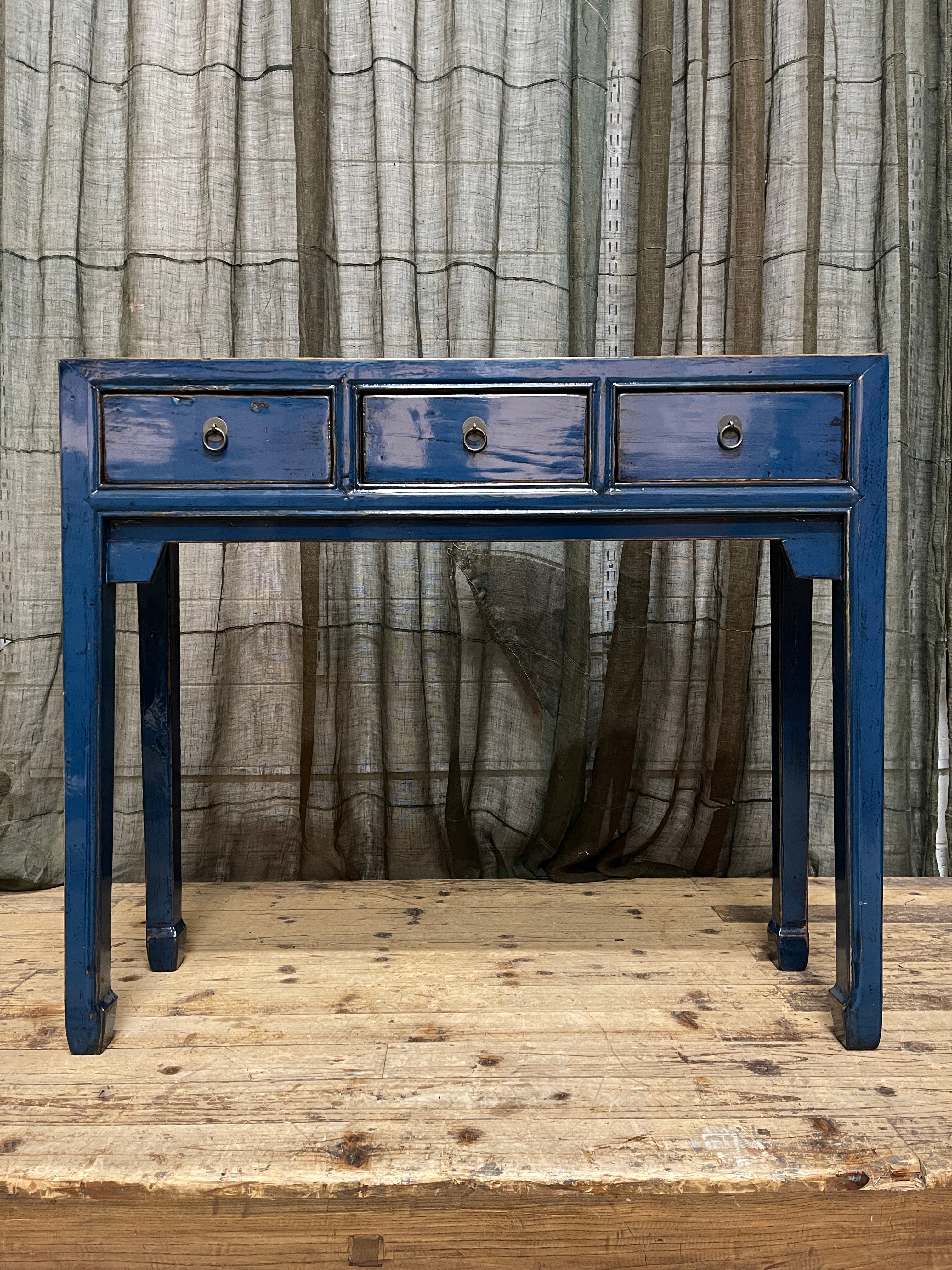 Provincial Style Blue Chinese Lacquered Hall Table