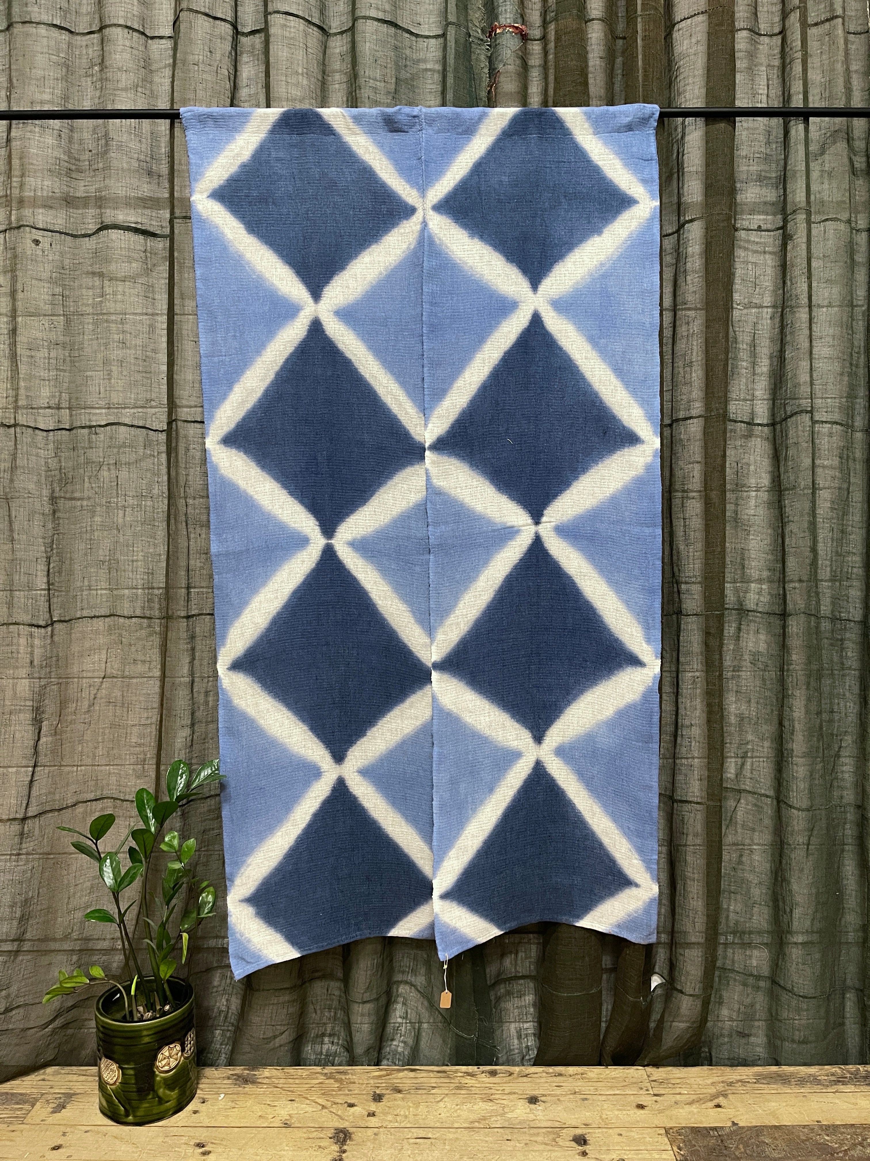 Vintage Japanese Noren, Panelled Curtain