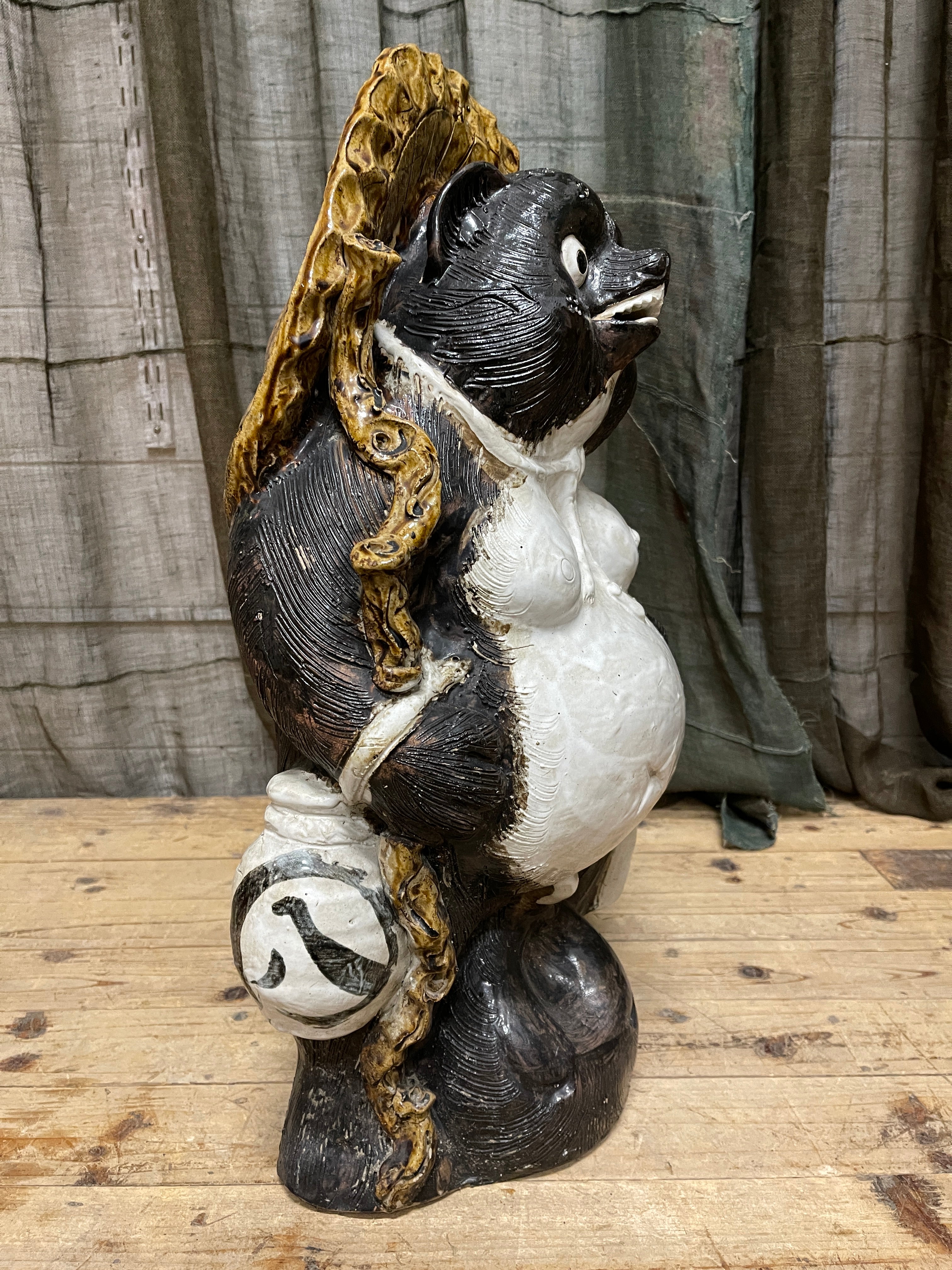 Vintage Tanuki Statue, Hand-Crafted