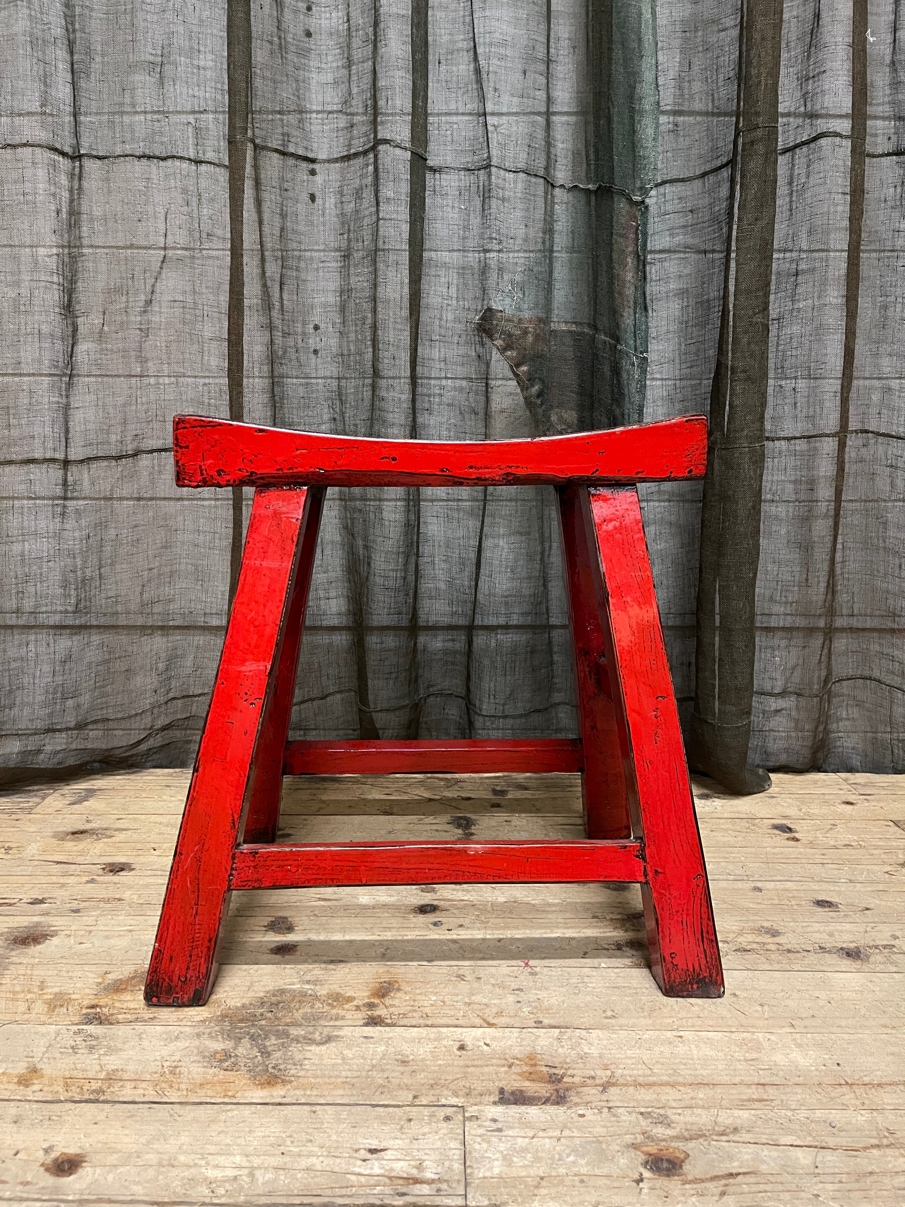 Chinese Provincial Stool - Red