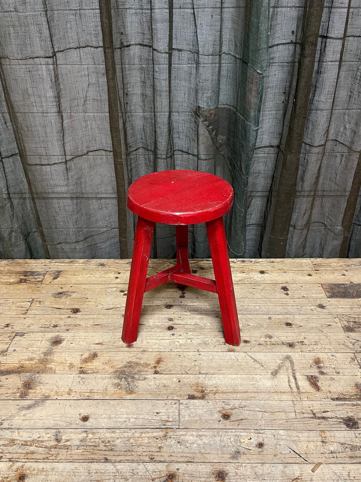 Chinese Provincial Stool - Red