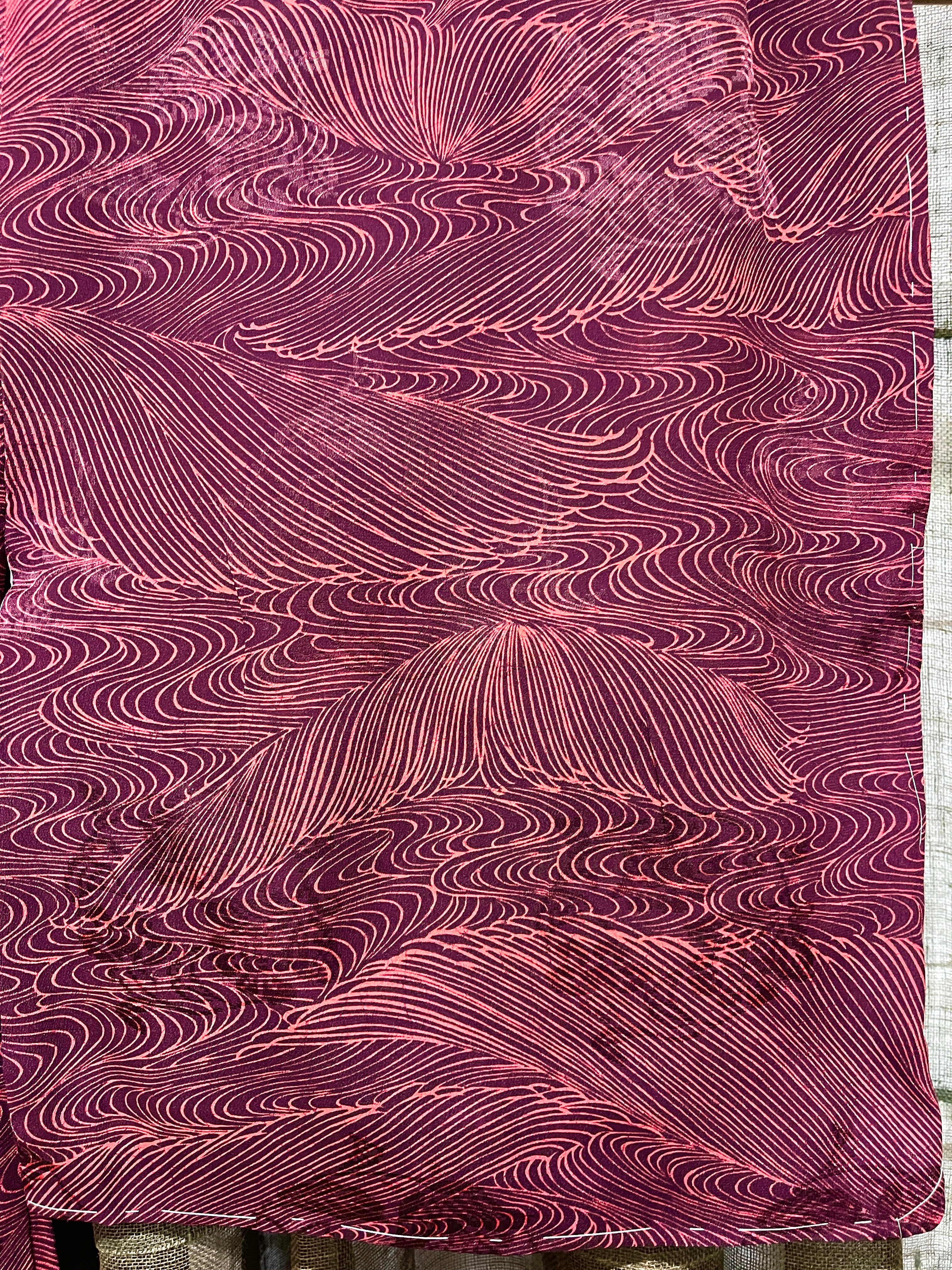 Japanese Haori-Kimono Jacket - Soft Drape, Wave Pattern