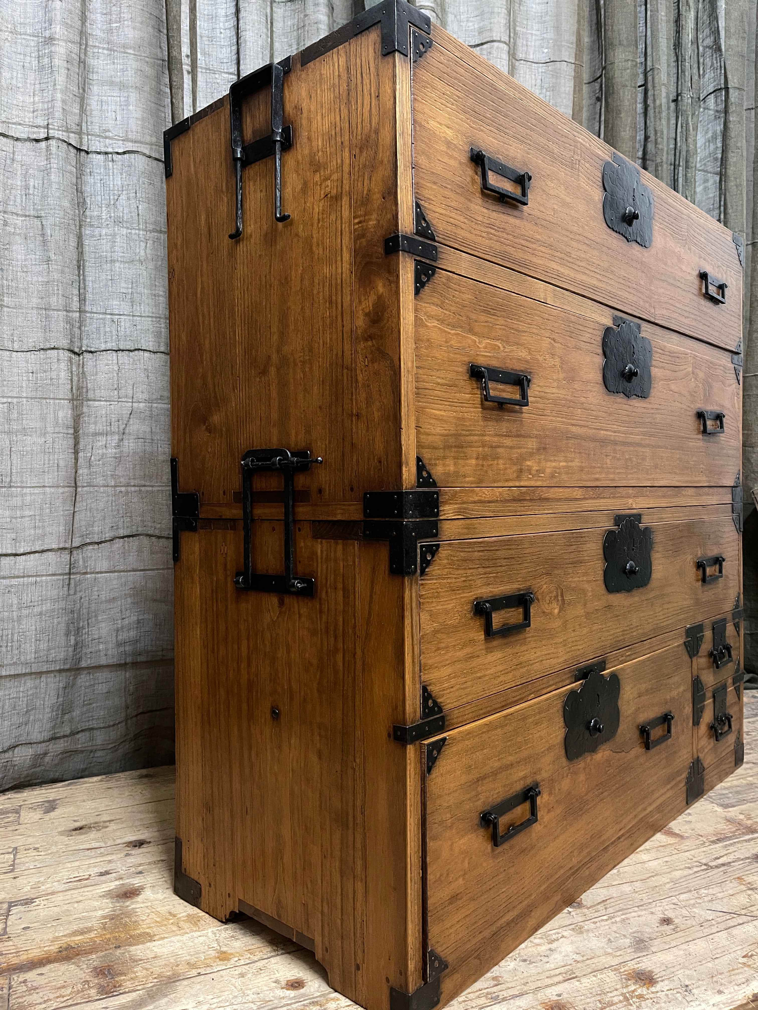 Japanese Kimono Storage Chest-on-Chest, Isho Dansu - Paulownia | Meiji