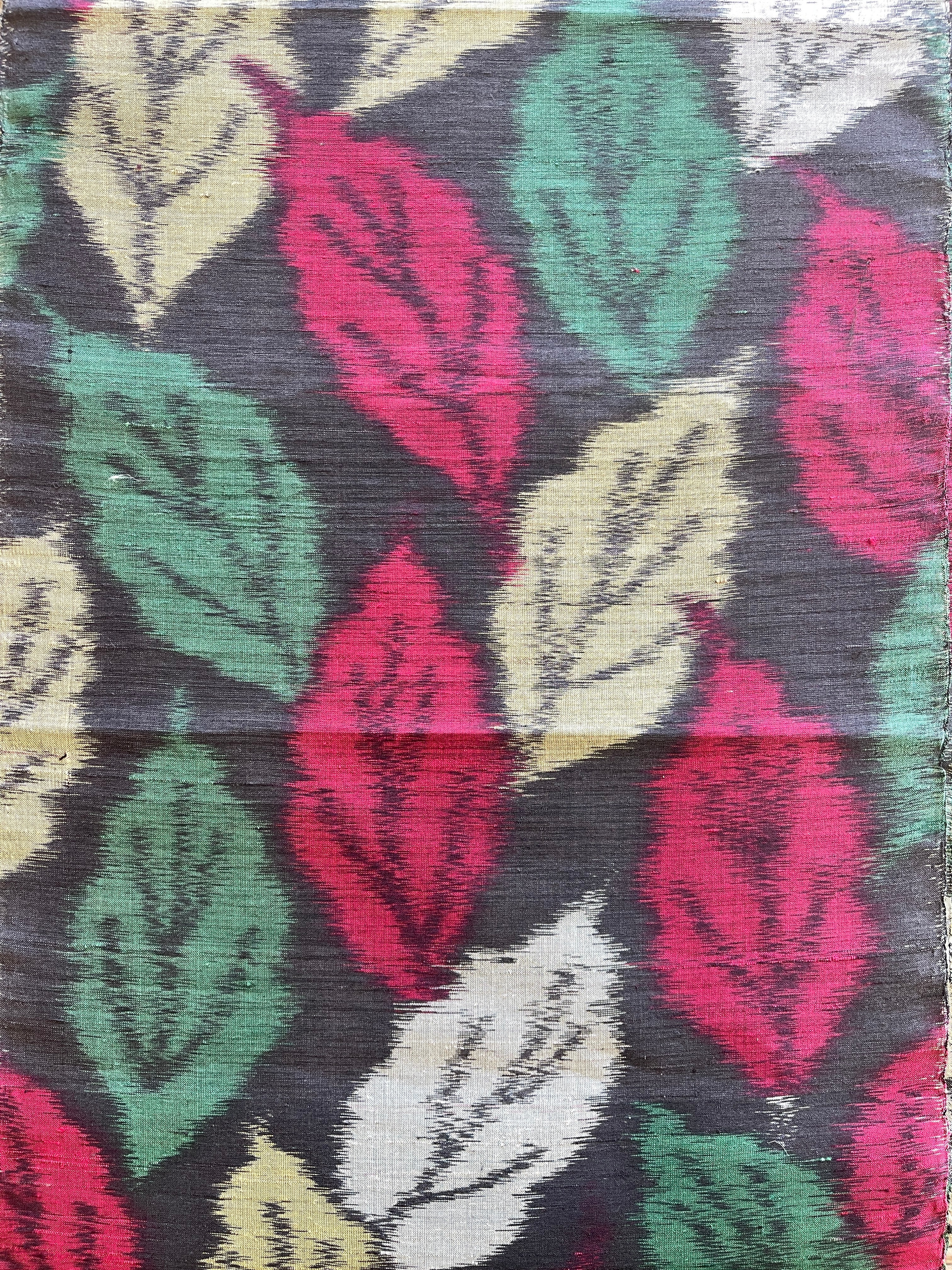 Japanese Meisen Silk Fabric, Black with a Leafy Pattern