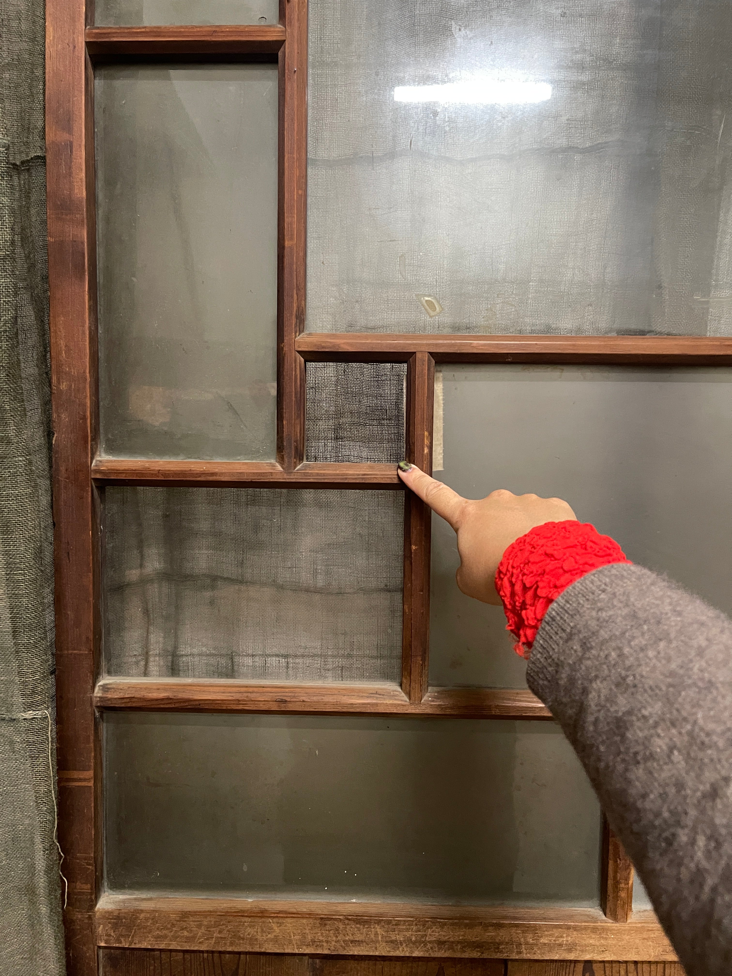 Retro Set of 2 Vintage Japanese Glass Sliding Doors | Taisho