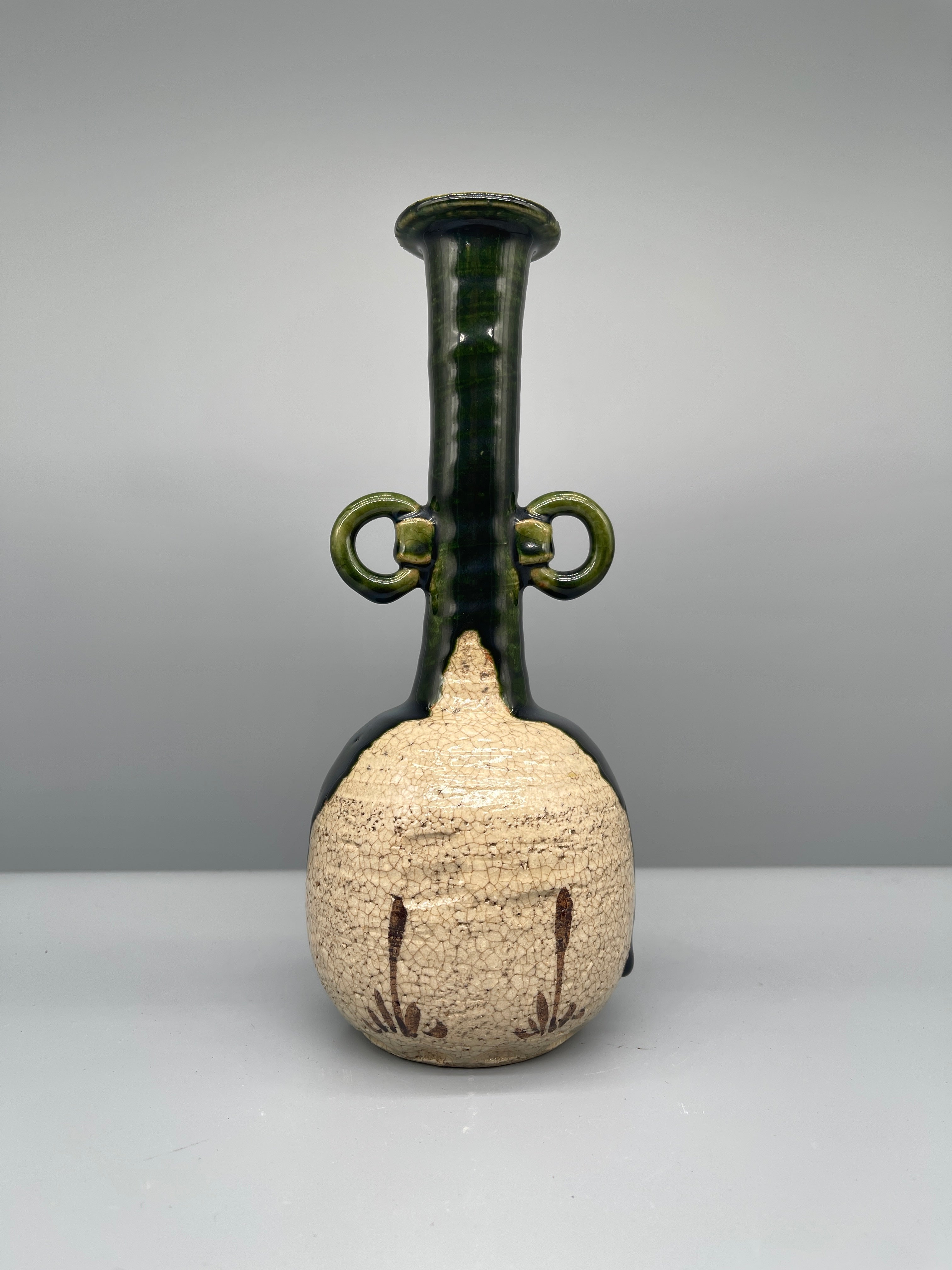Vintage Japanese Vase - Oribe Glaze