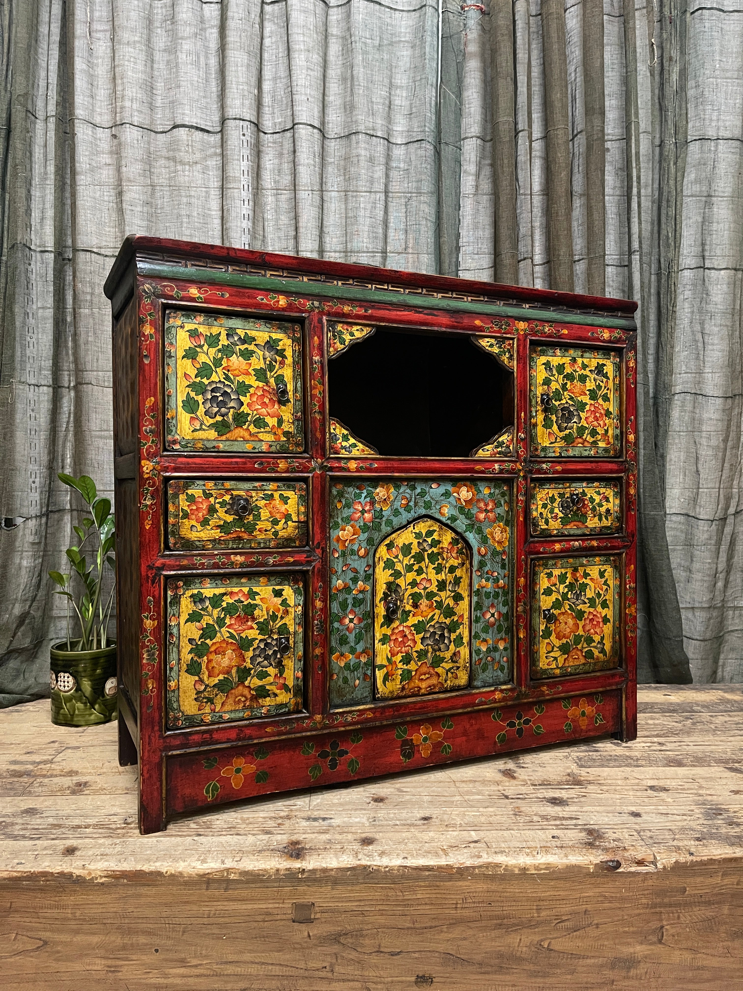 Vintage Tibetan Painted Cabinet